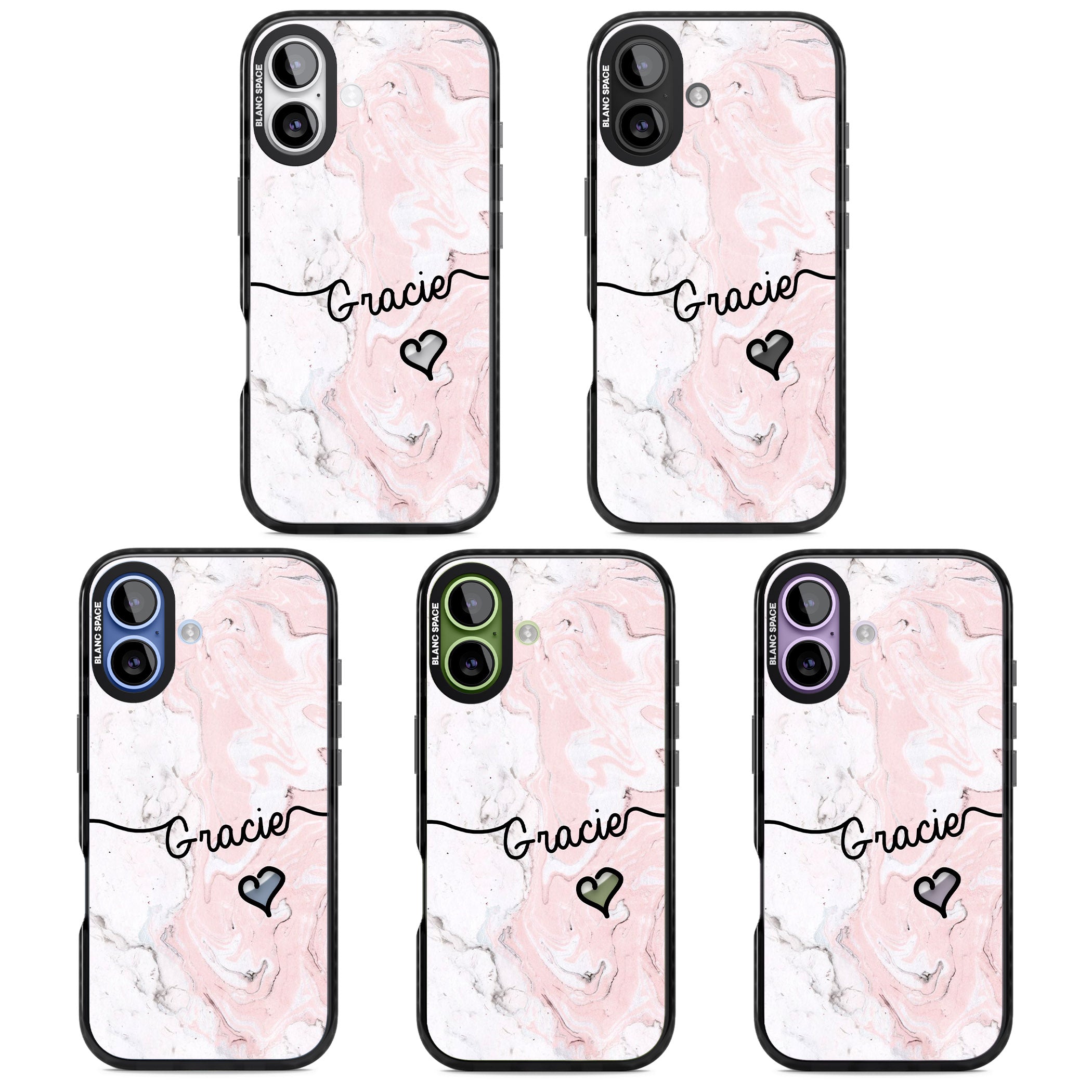 Personalised Pink Marble iPhone 17 Impact Pro Black Phone Case APT Impact Protection