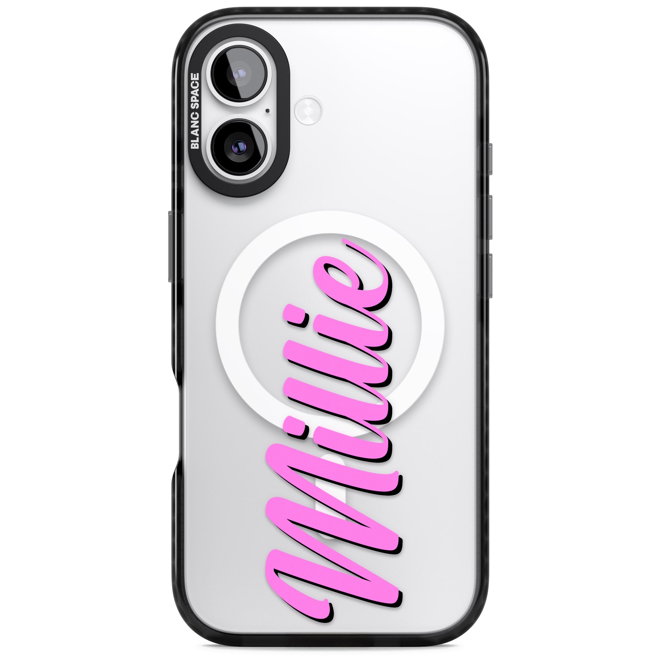 Personalised Cute Vertical Name iPhone 17 Impact Pro Black Phone Case