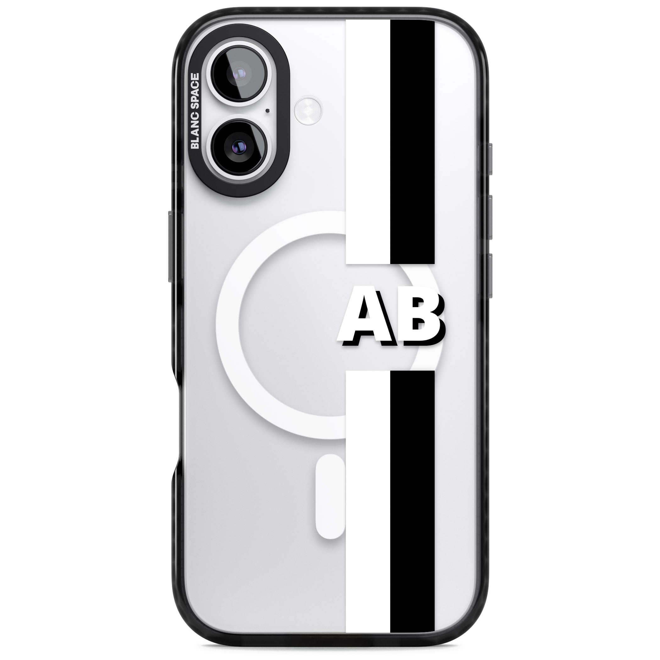 Personalised Bold Two Stripe Name iPhone 17 Impact Pro Black Phone Case