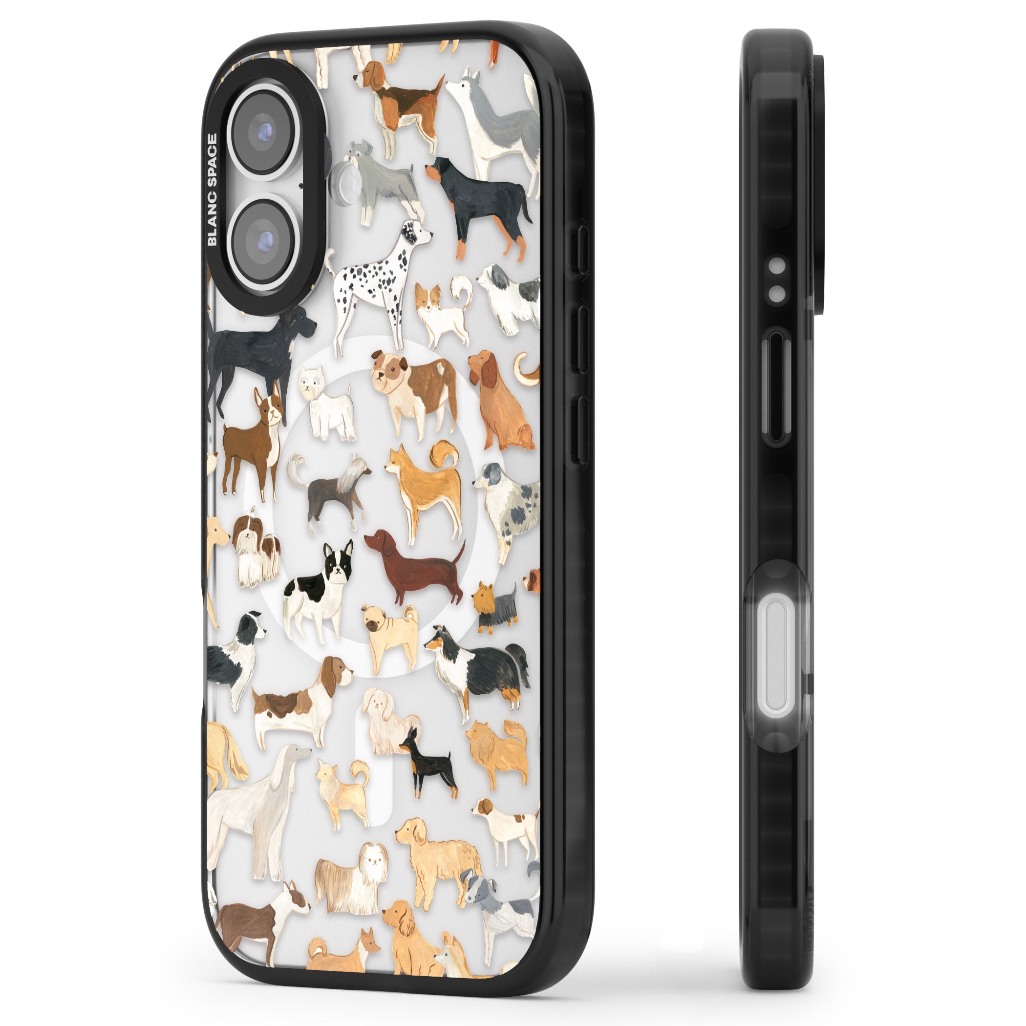 Hand Painted Dogs iPhone 17 Impact Pro Black Phone Case Side Profile