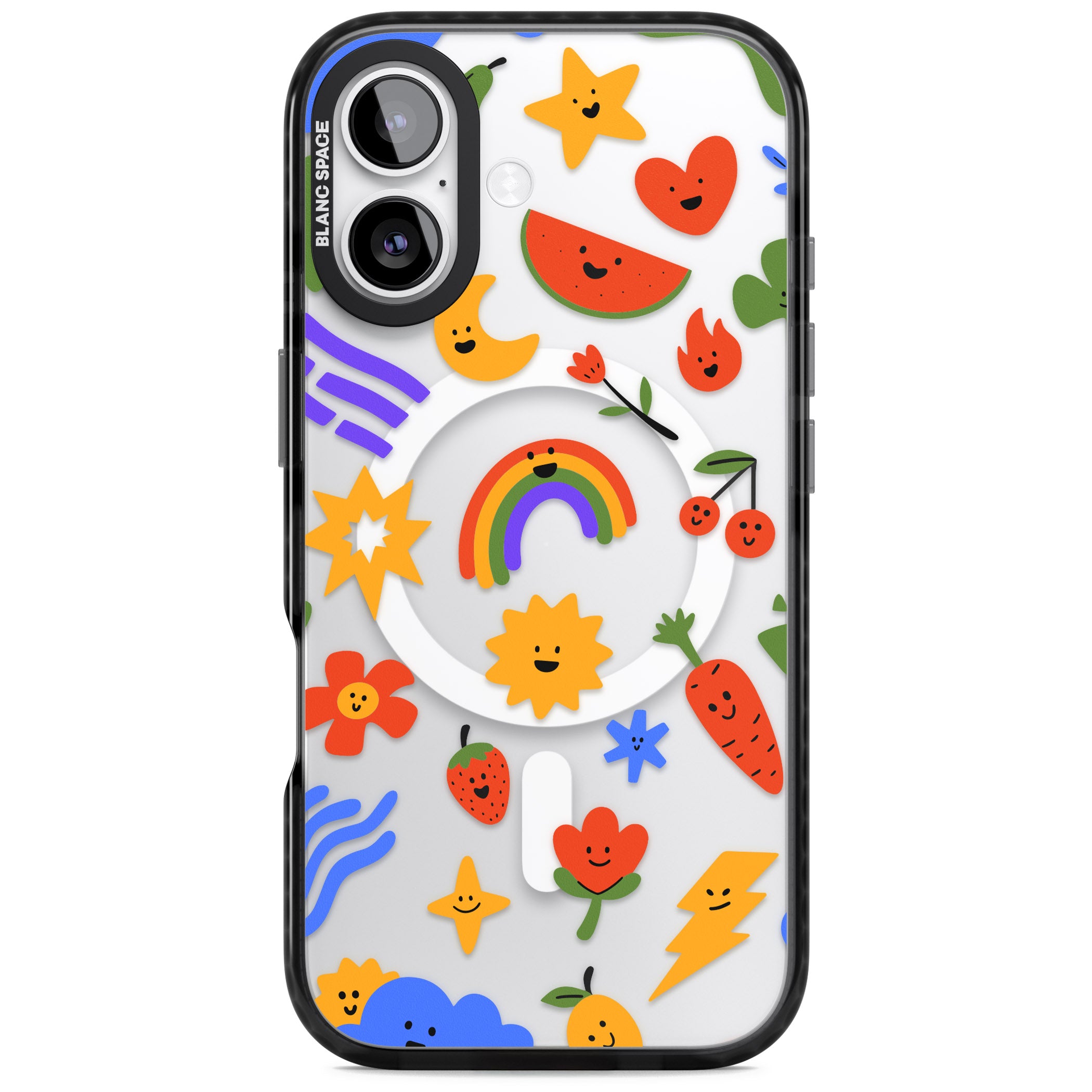 Colorful Kawaii Icons iPhone 17 Impact Pro Black Phone Case