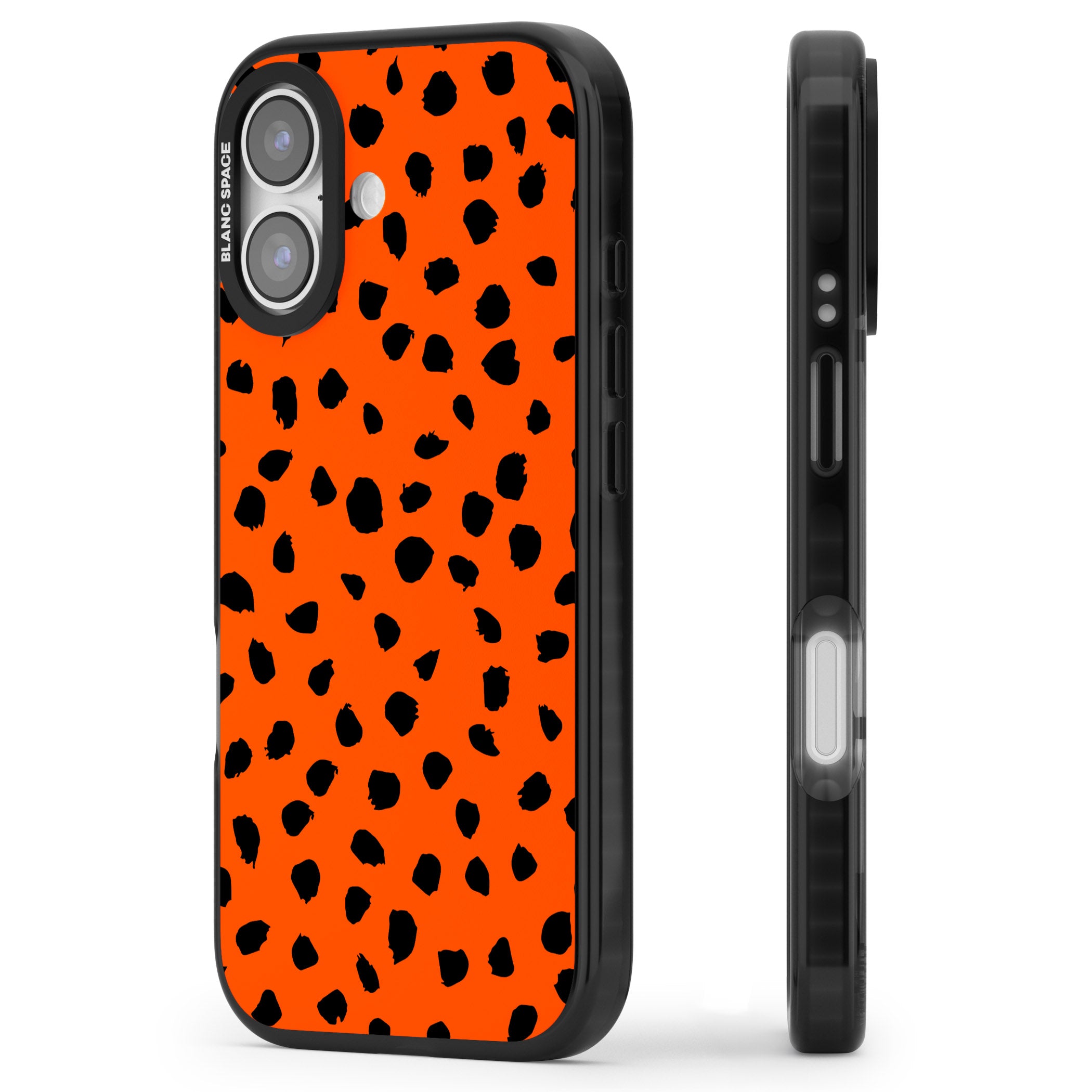 Bold Red Spot Print iPhone 17 Impact Pro Black Phone Case Side Profile