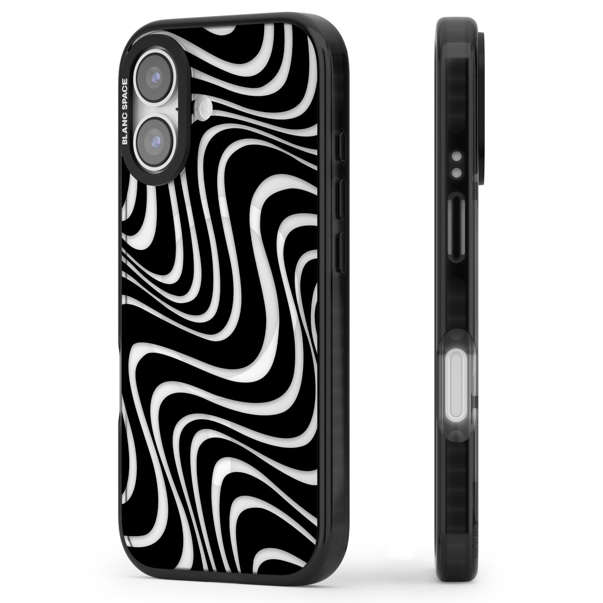 Abstract Waves iPhone 17 Impact Pro Black Phone Case Side Profile