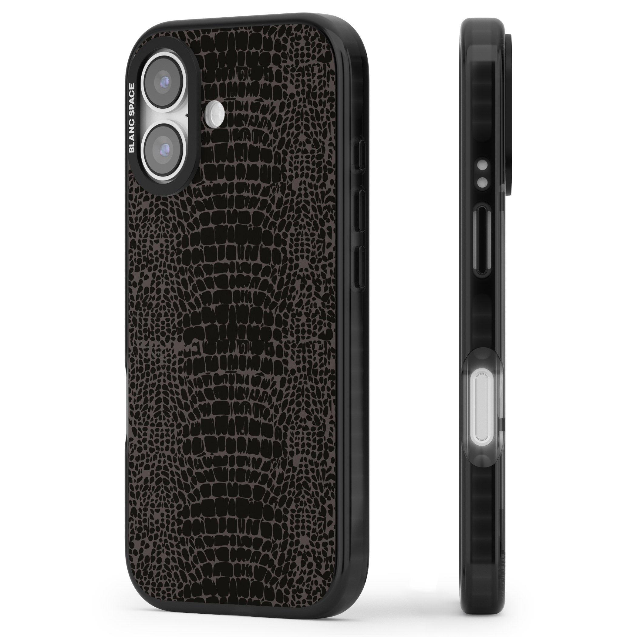 Dark Animal Print Snake Skin iPhone 17 Impact Pro Black Phone Case Side Profile