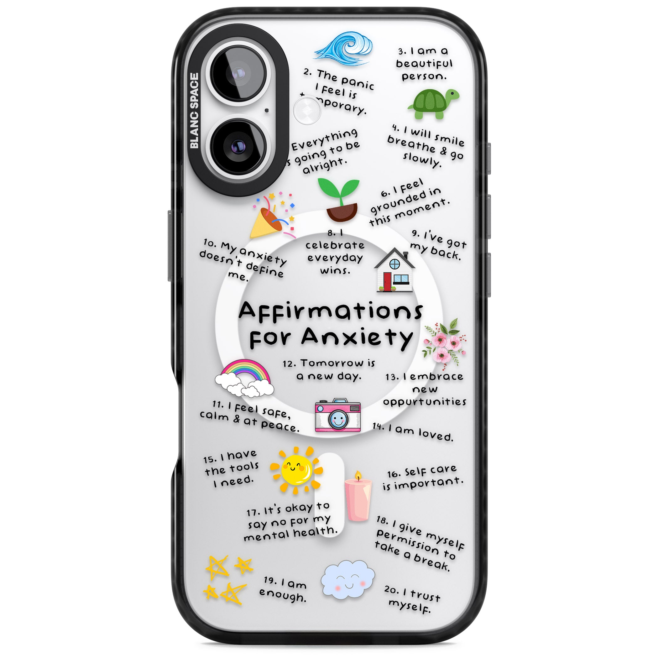 Anxiety Black Text iPhone 17 Impact Pro Black Phone Case