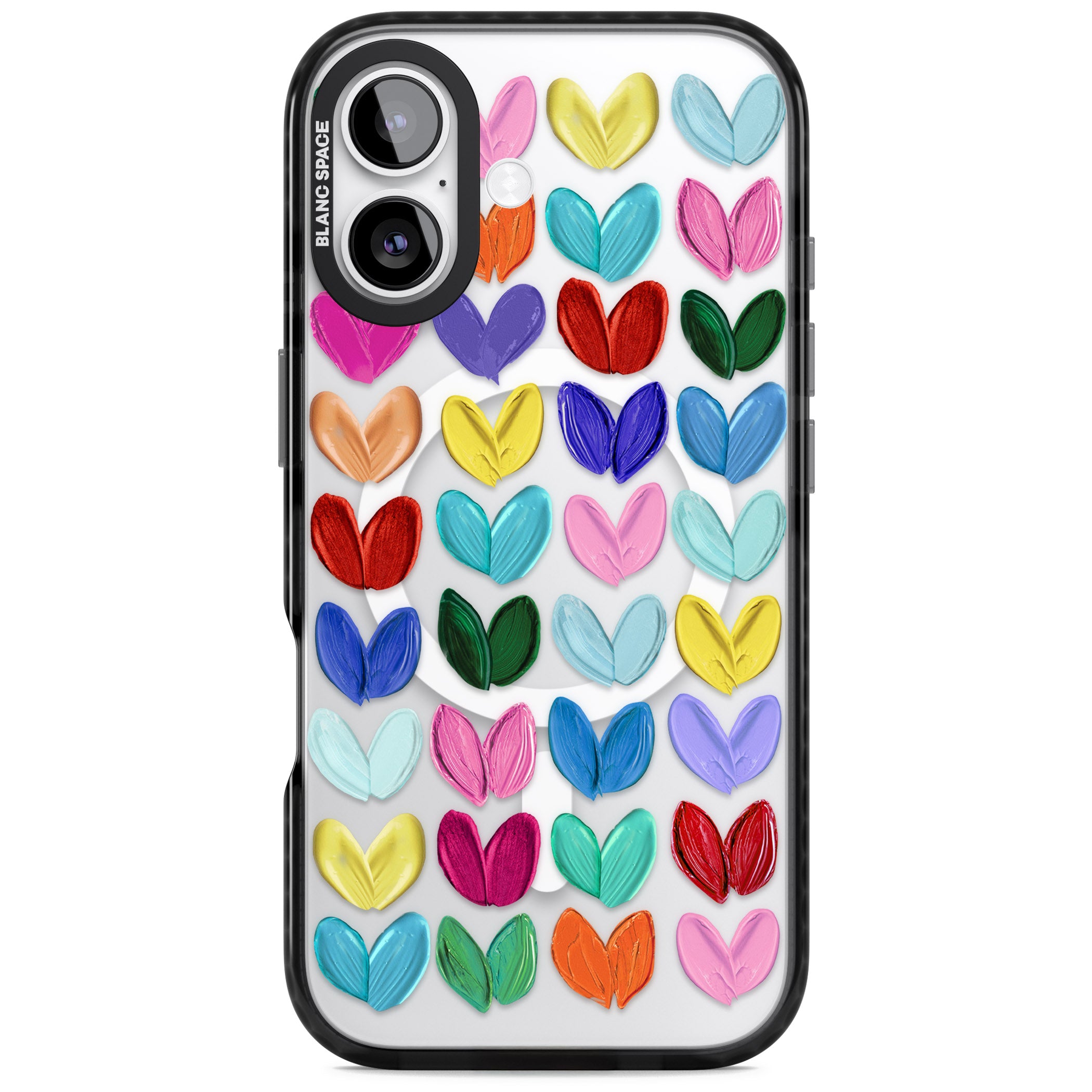 Oil Painted Hearts iPhone 17 Impact Pro Black Phone Case