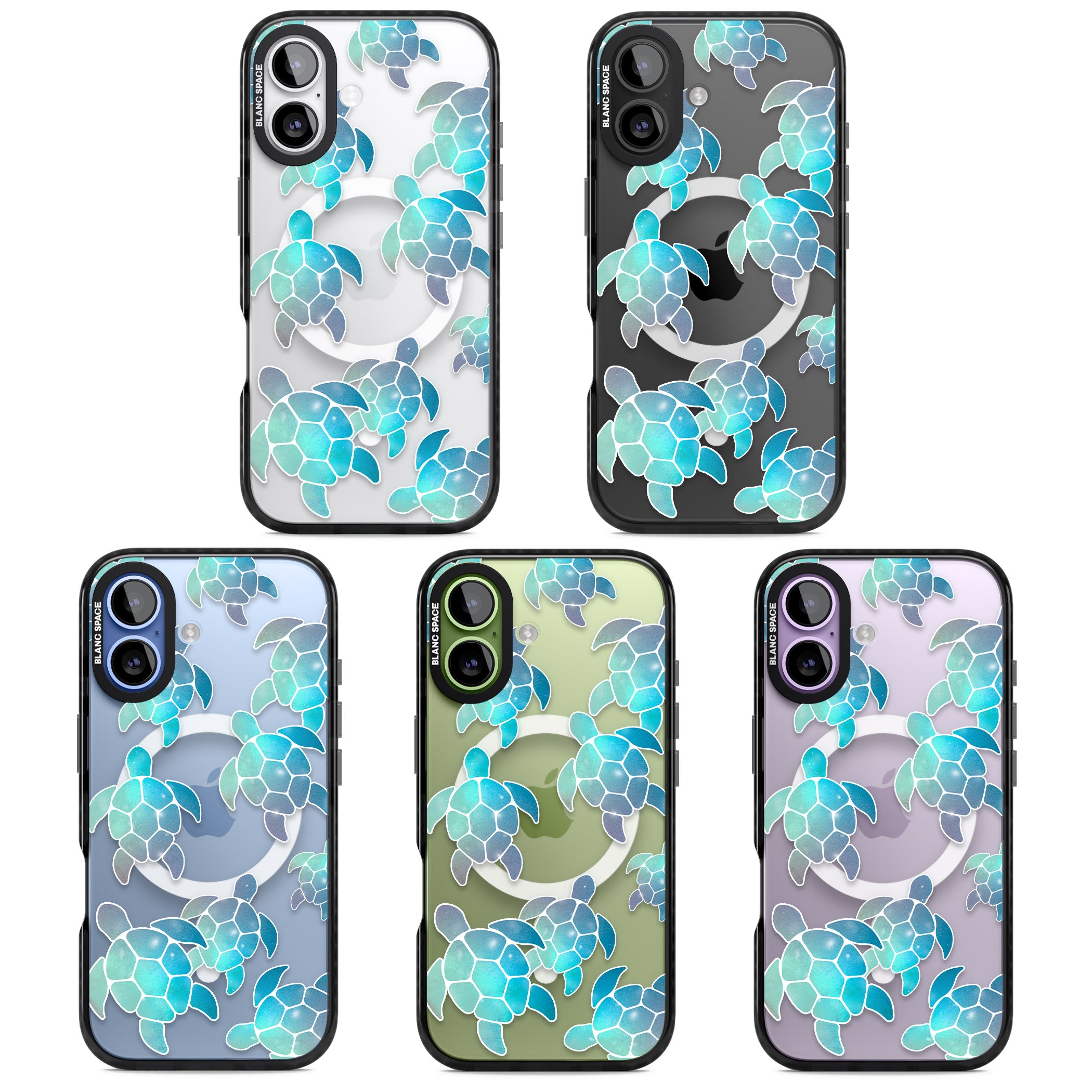 Aqua Space Turtles iPhone 17 Impact Pro Black Phone Case APT Impact Protection