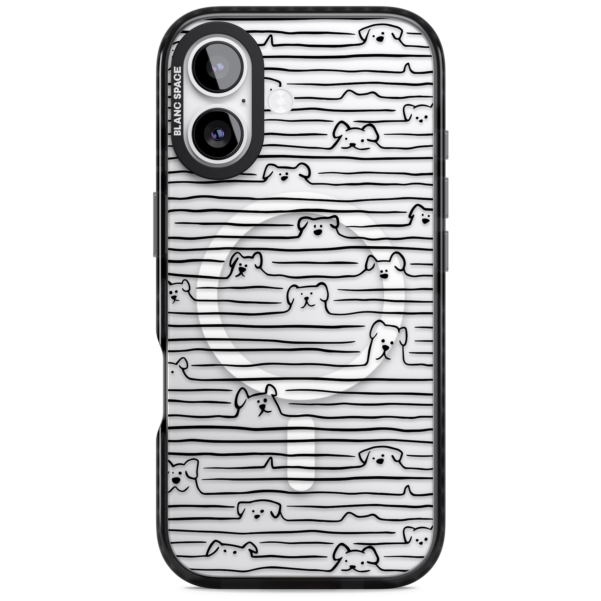 Dog Line Art Black iPhone 17 Impact Pro Black Phone Case