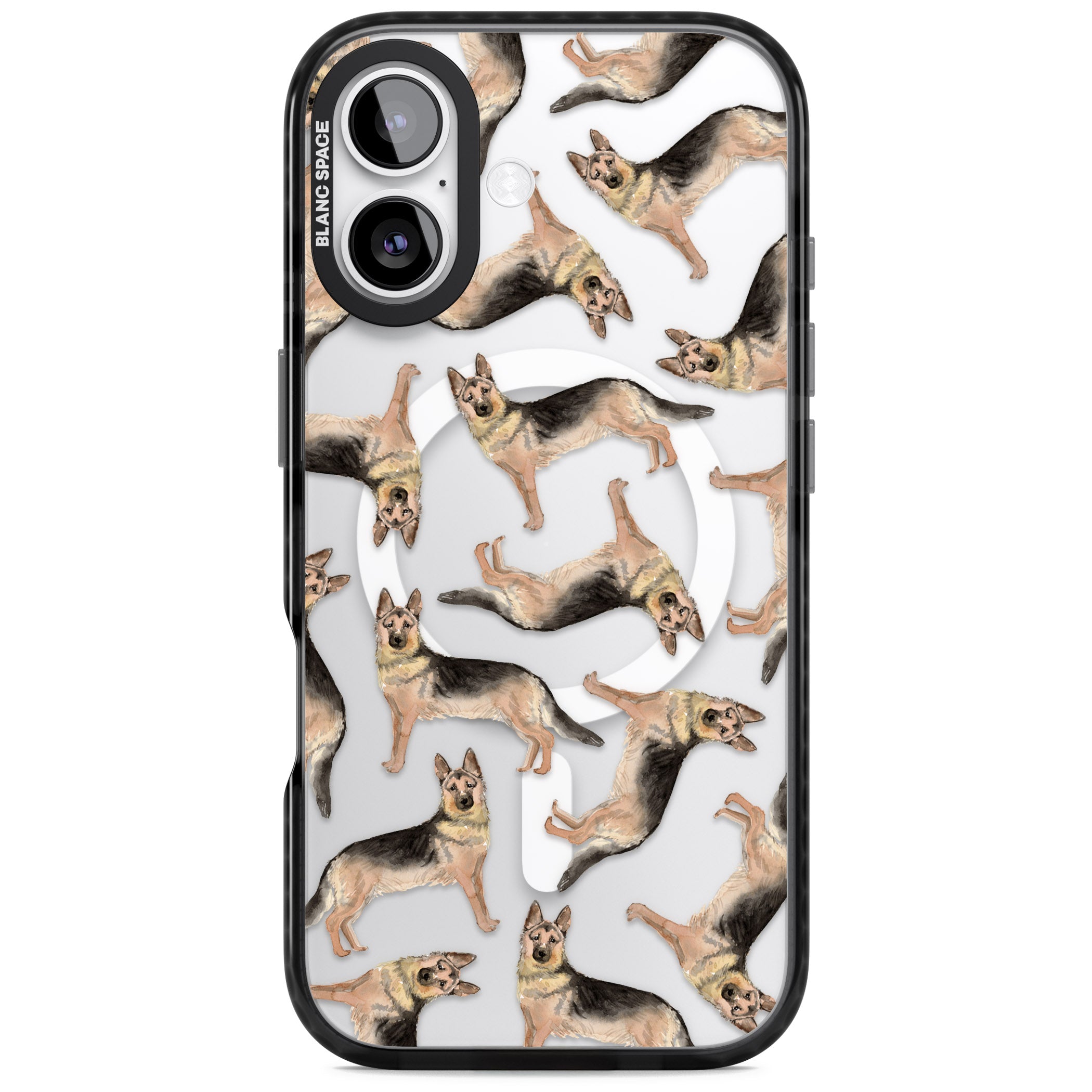 German Shepherd Pattern Classic iPhone 17 Impact Pro Black Phone Case