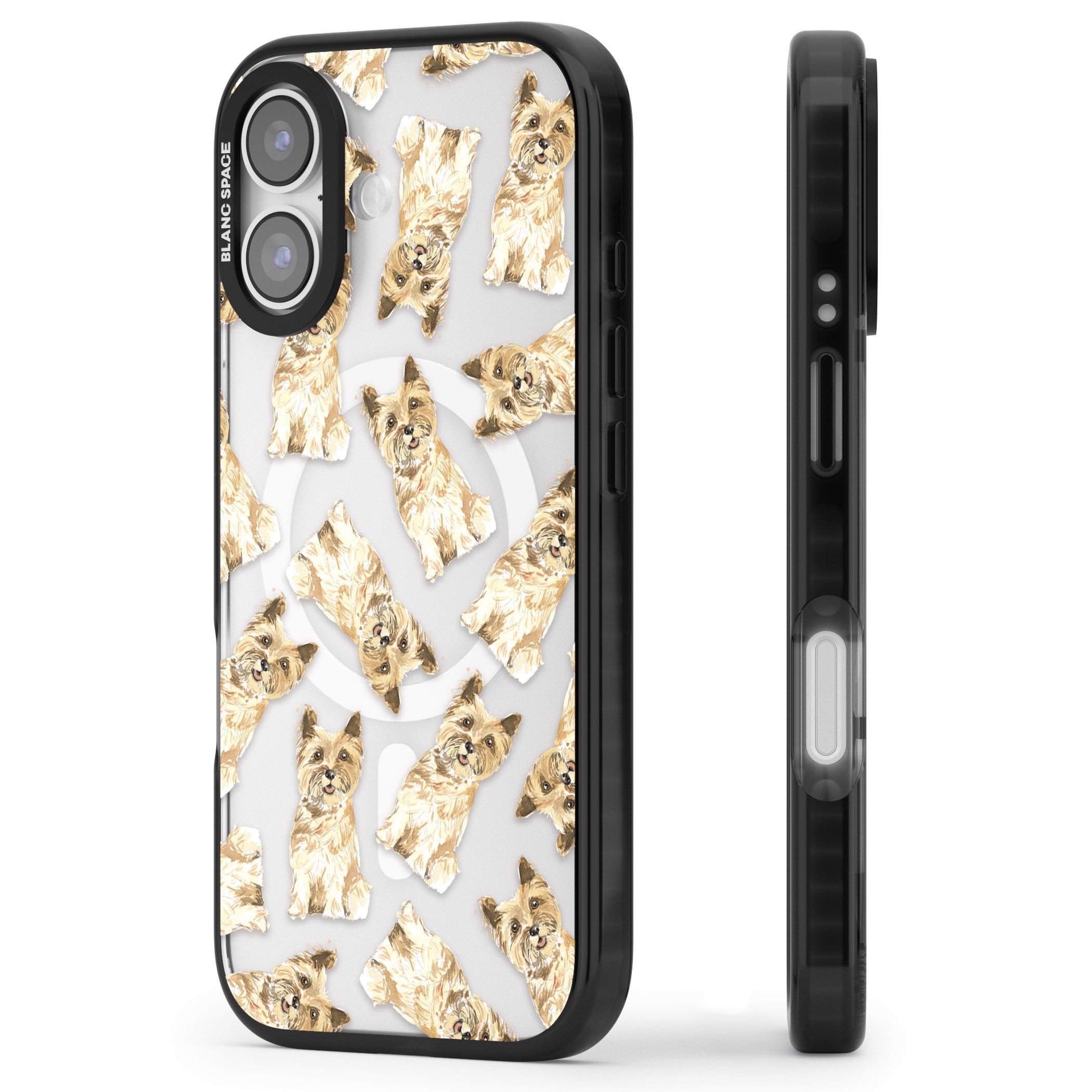 Cairn Terrier Watercolor iPhone 17 Impact Pro Black Phone Case Side Profile