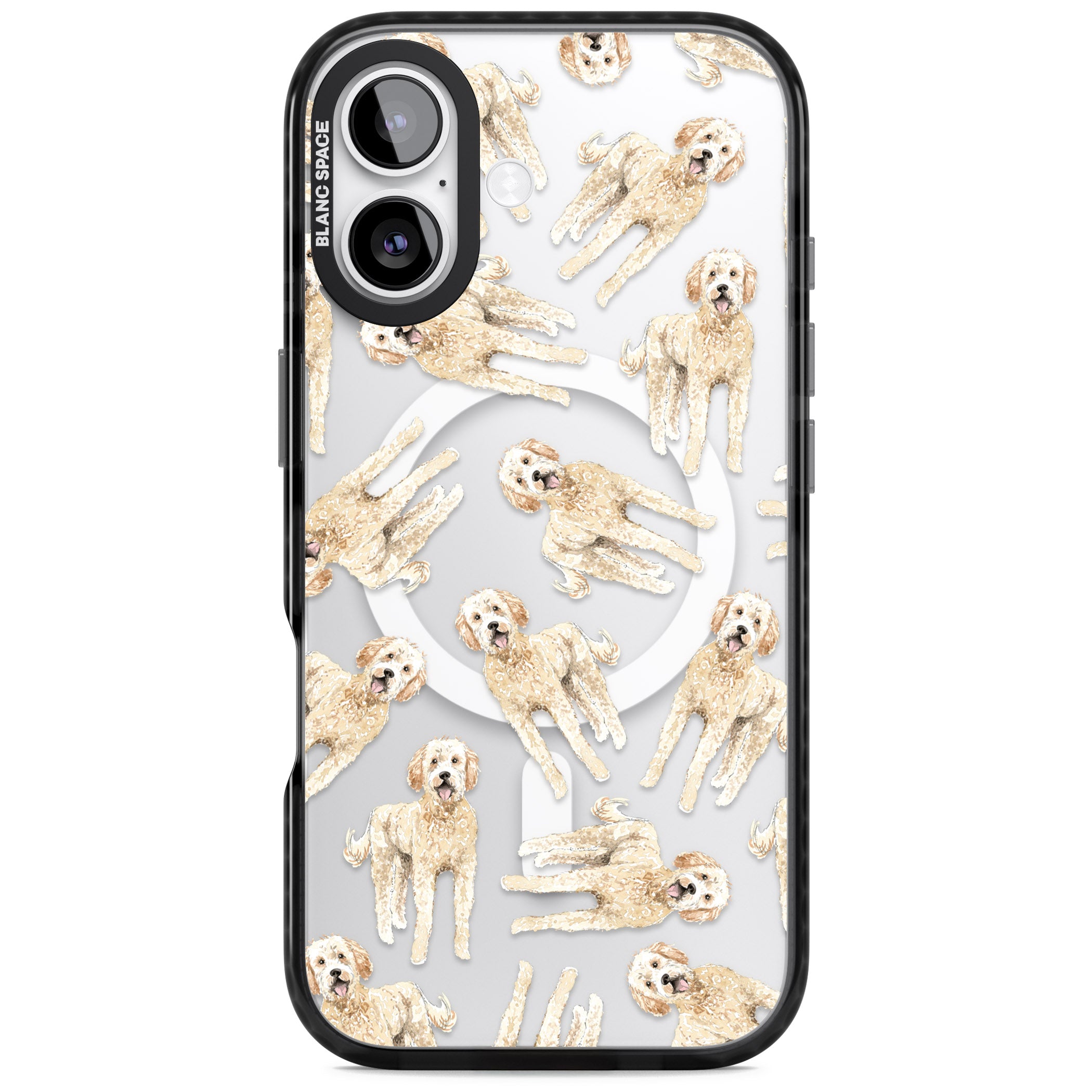 Goldendoodle Watercolour Dog Pattern iPhone 17 Impact Pro Black Phone Case