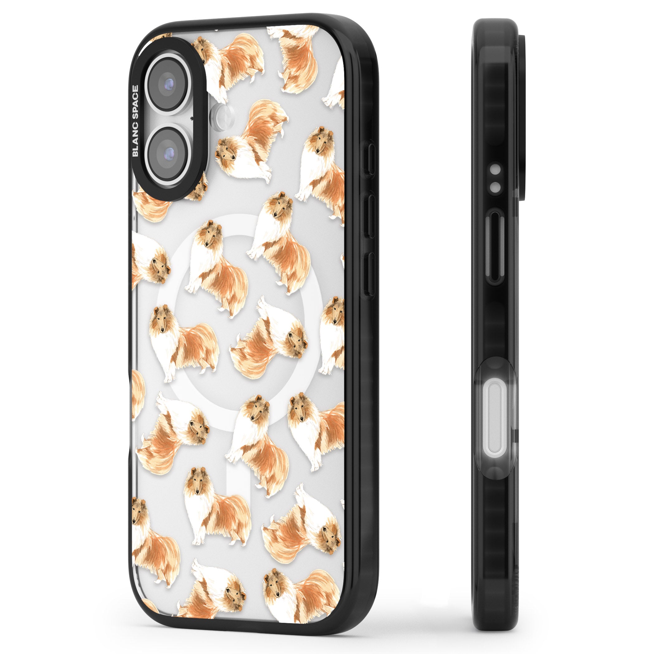 Collie Watercolor iPhone 17 Impact Pro Black Phone Case Side Profile