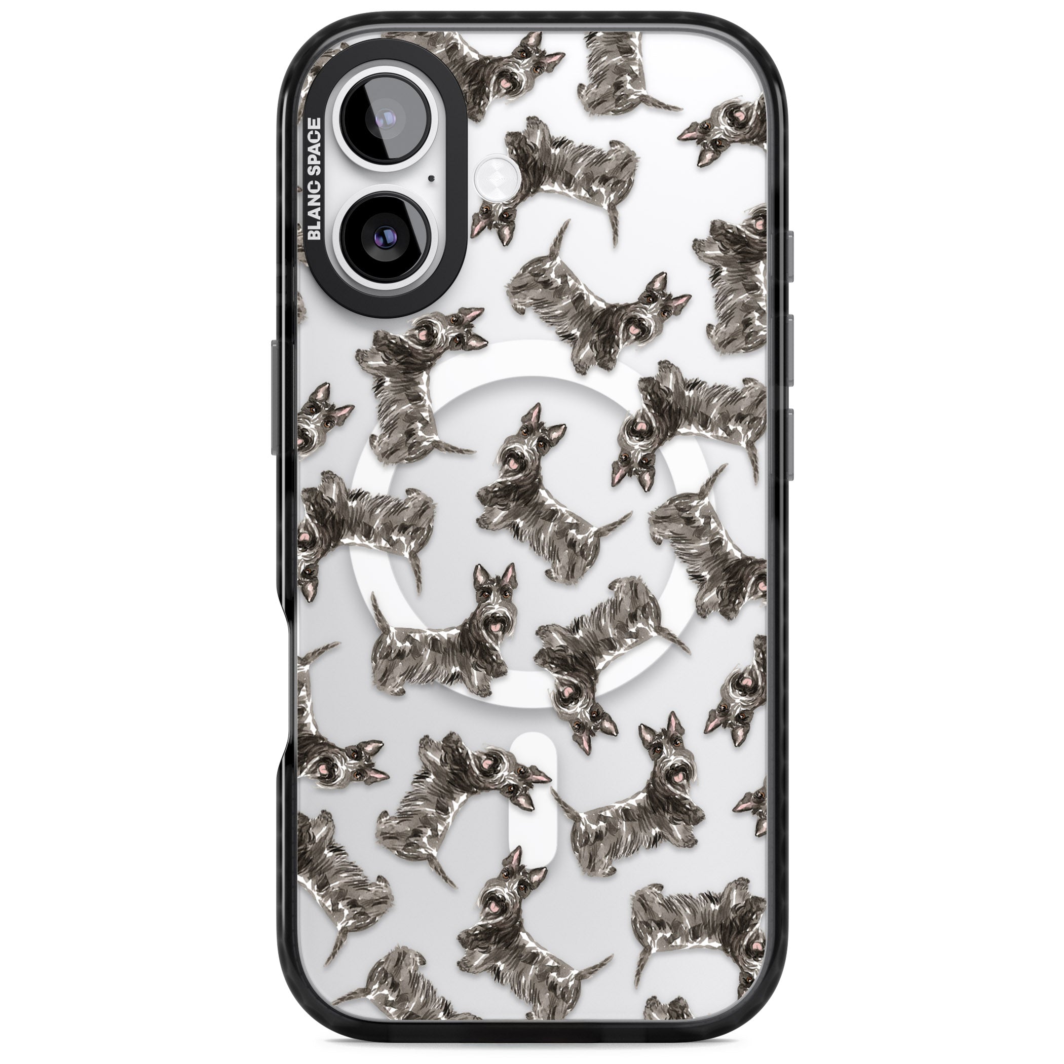 Scottish Terrier Pattern iPhone 17 Impact Pro Black Phone Case