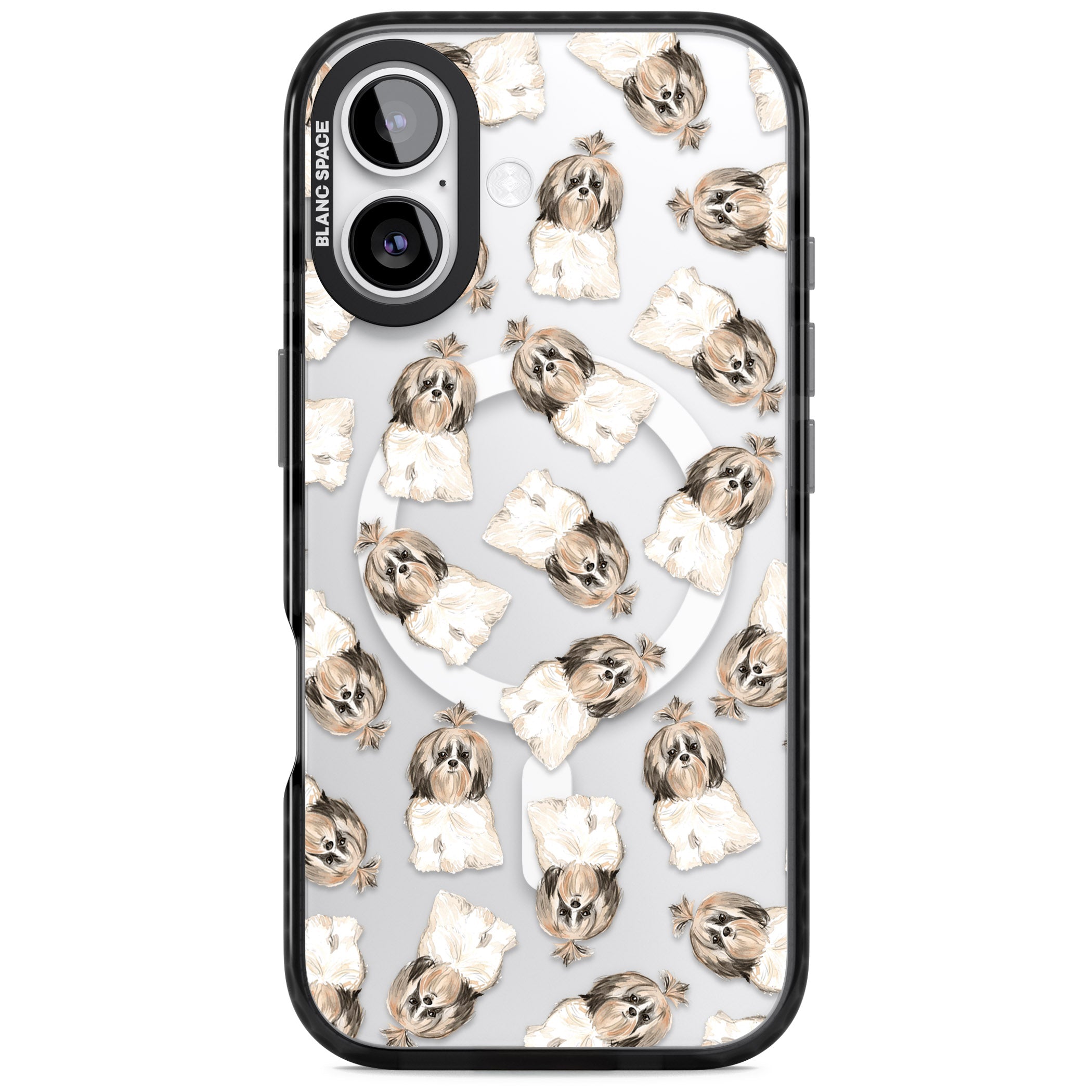 Shih Tzu Pattern Long Hair iPhone 17 Impact Pro Black Phone Case
