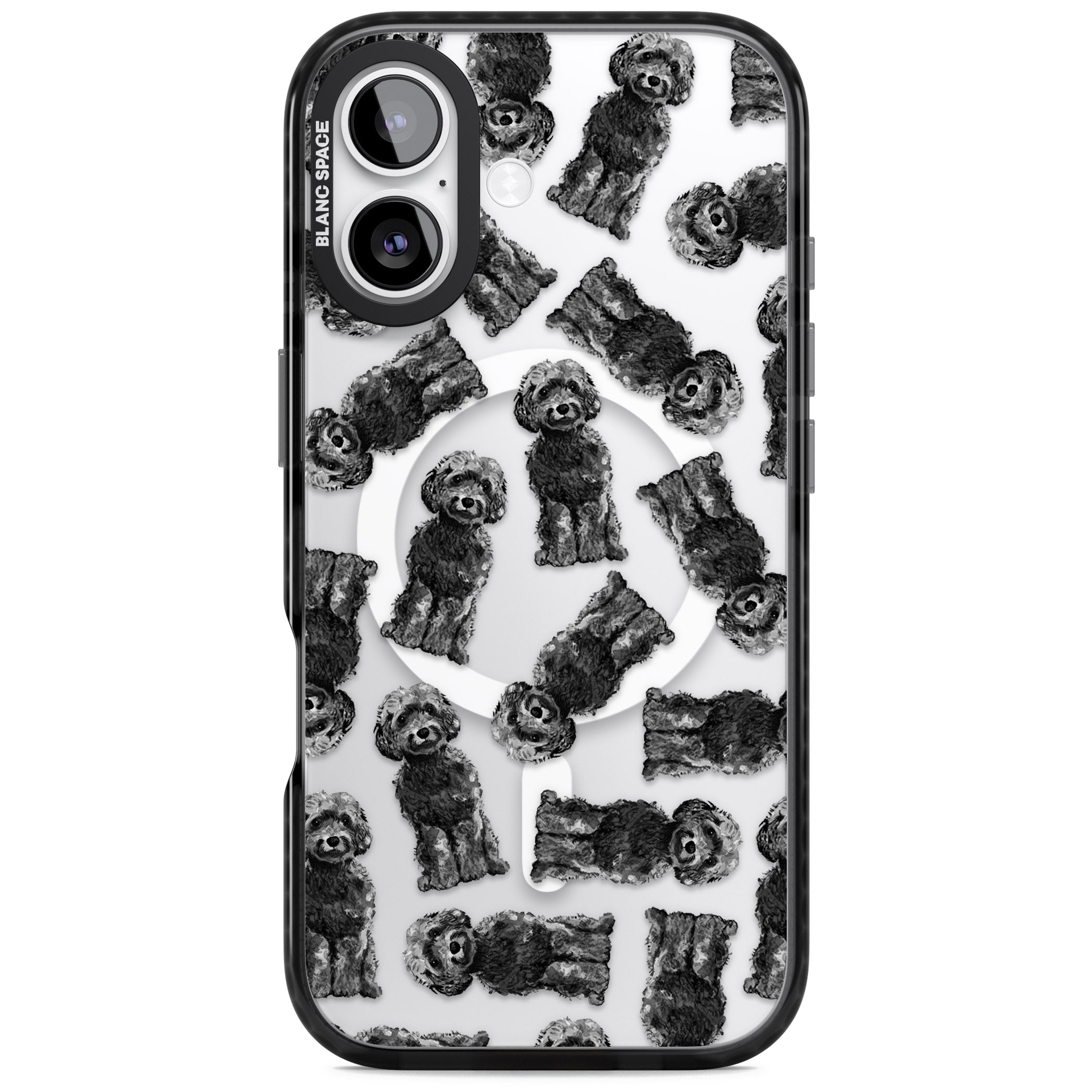 Black Cockapoo Watercolor iPhone 17 Impact Pro Black Phone Case