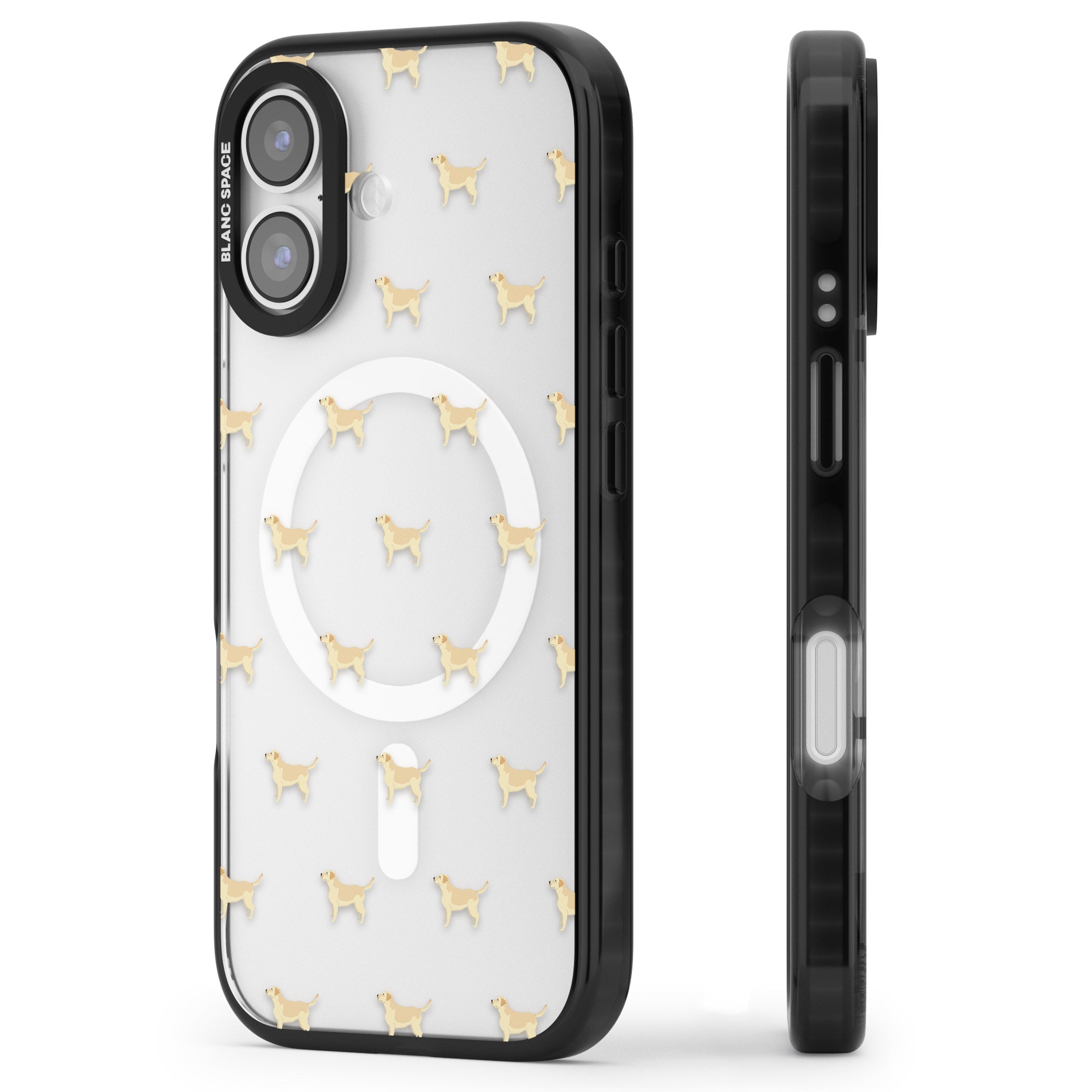 Tan Labrador Dog Pattern iPhone 17 Impact Pro Black Phone Case Side Profile