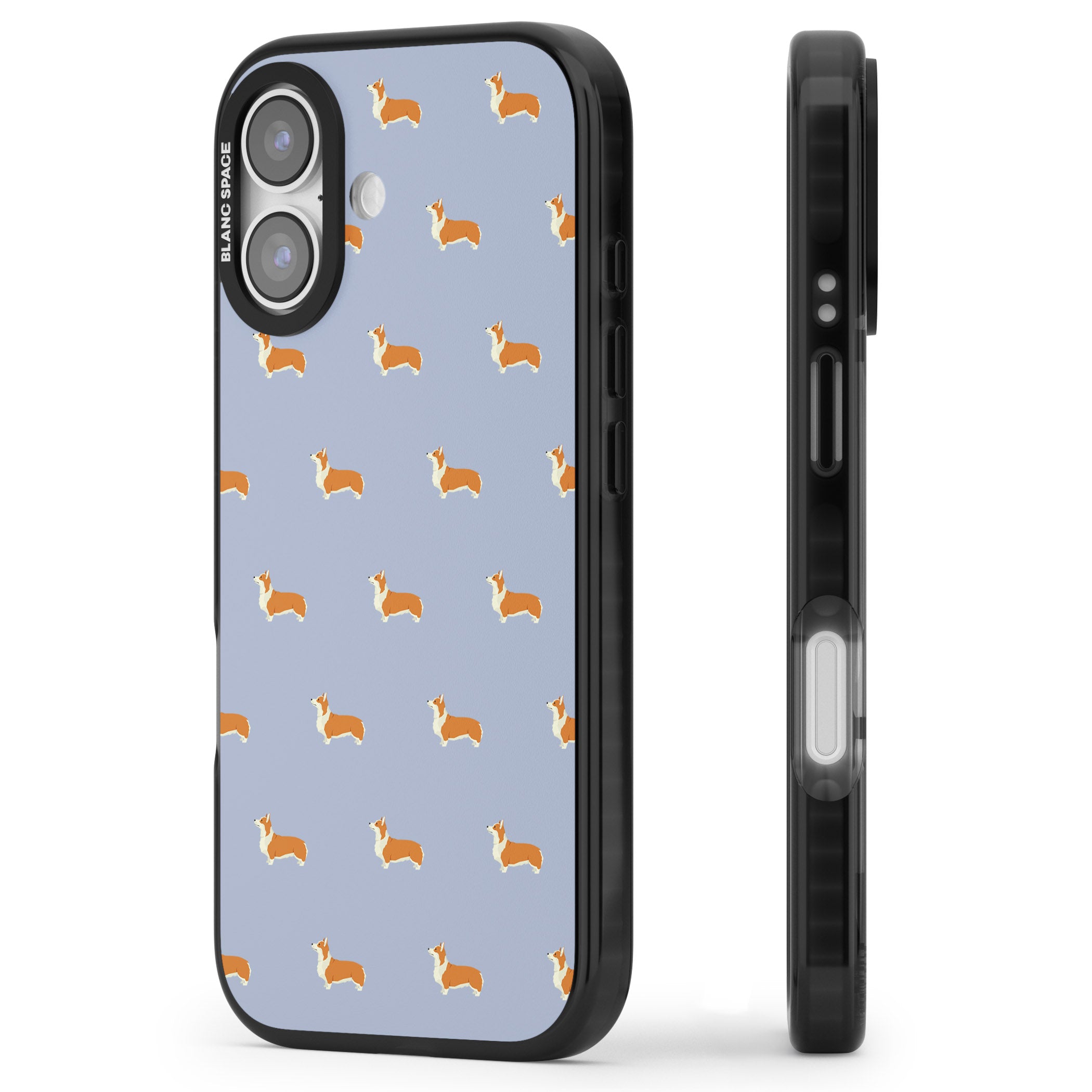 Corgi Pattern iPhone 17 Impact Pro Black Phone Case Side Profile
