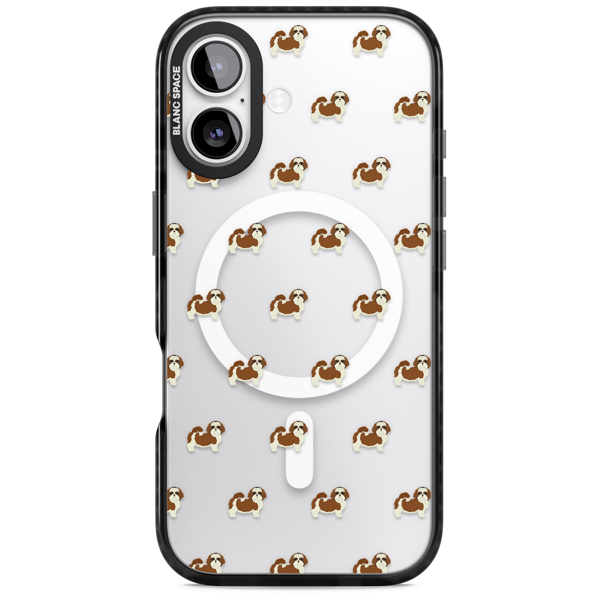 Shih Tzu Pattern Clear iPhone 17 Impact Pro Black Phone Case