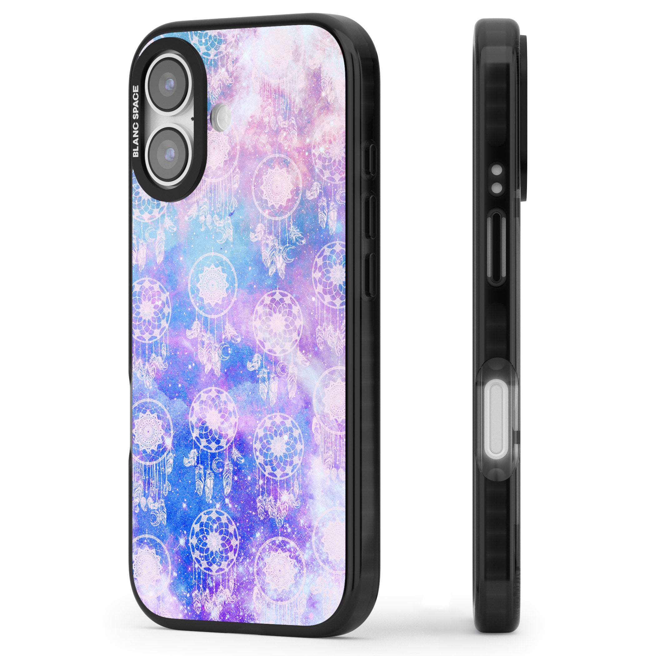 Dreamcatcher Galaxy Tie Dye iPhone 17 Impact Pro Black Phone Case Side Profile