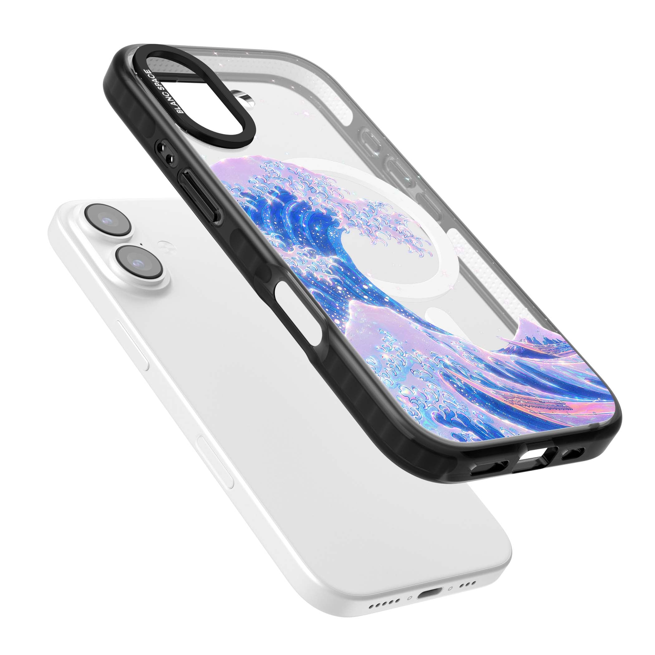 The Great Wave In Opal japanese iPhone case | Black Impact Magsafe case for iPhone 17