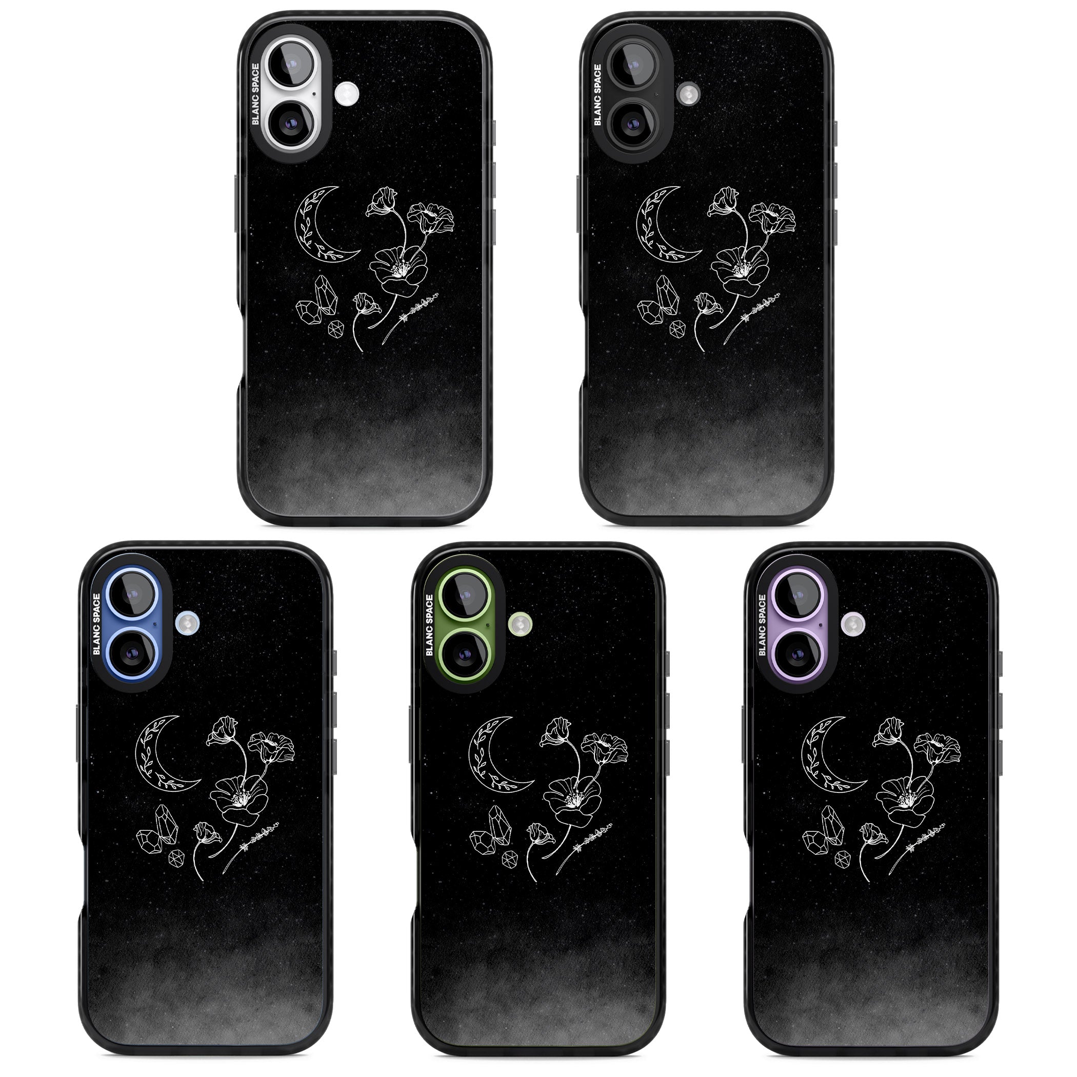 Midnight Moon Botanic iPhone 17 Impact Pro Black Phone Case APT Impact Protection