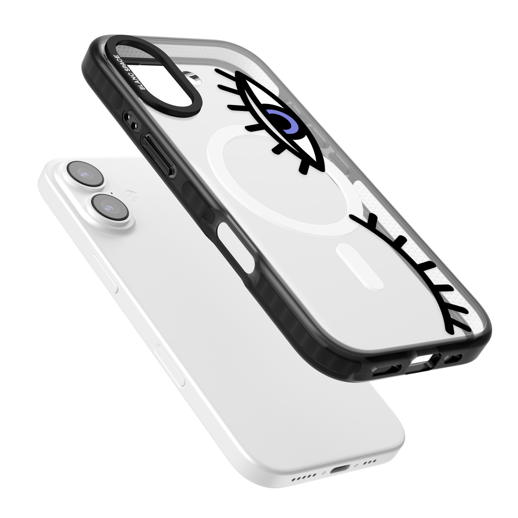 Winking Eyes Transparent Pattern iPhone 17 Impact Pro Black Phone Case Colours