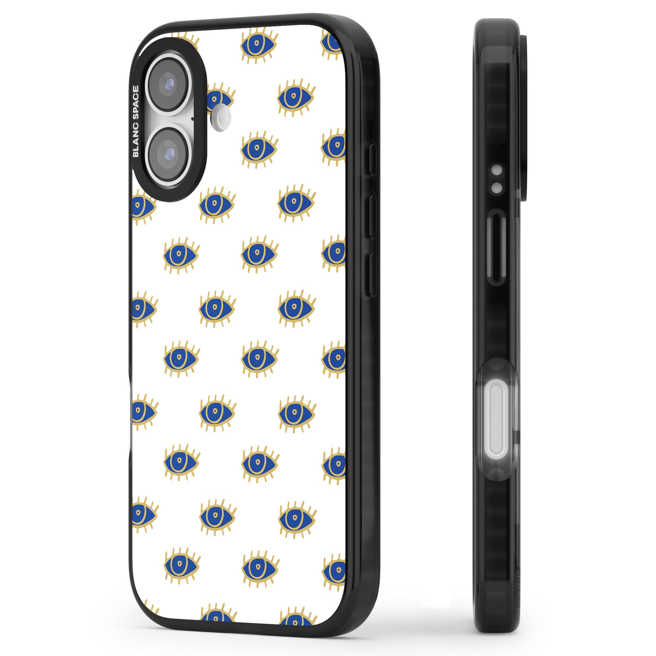 Gold Eye Pattern iPhone 17 Impact Pro Black Phone Case Side Profile