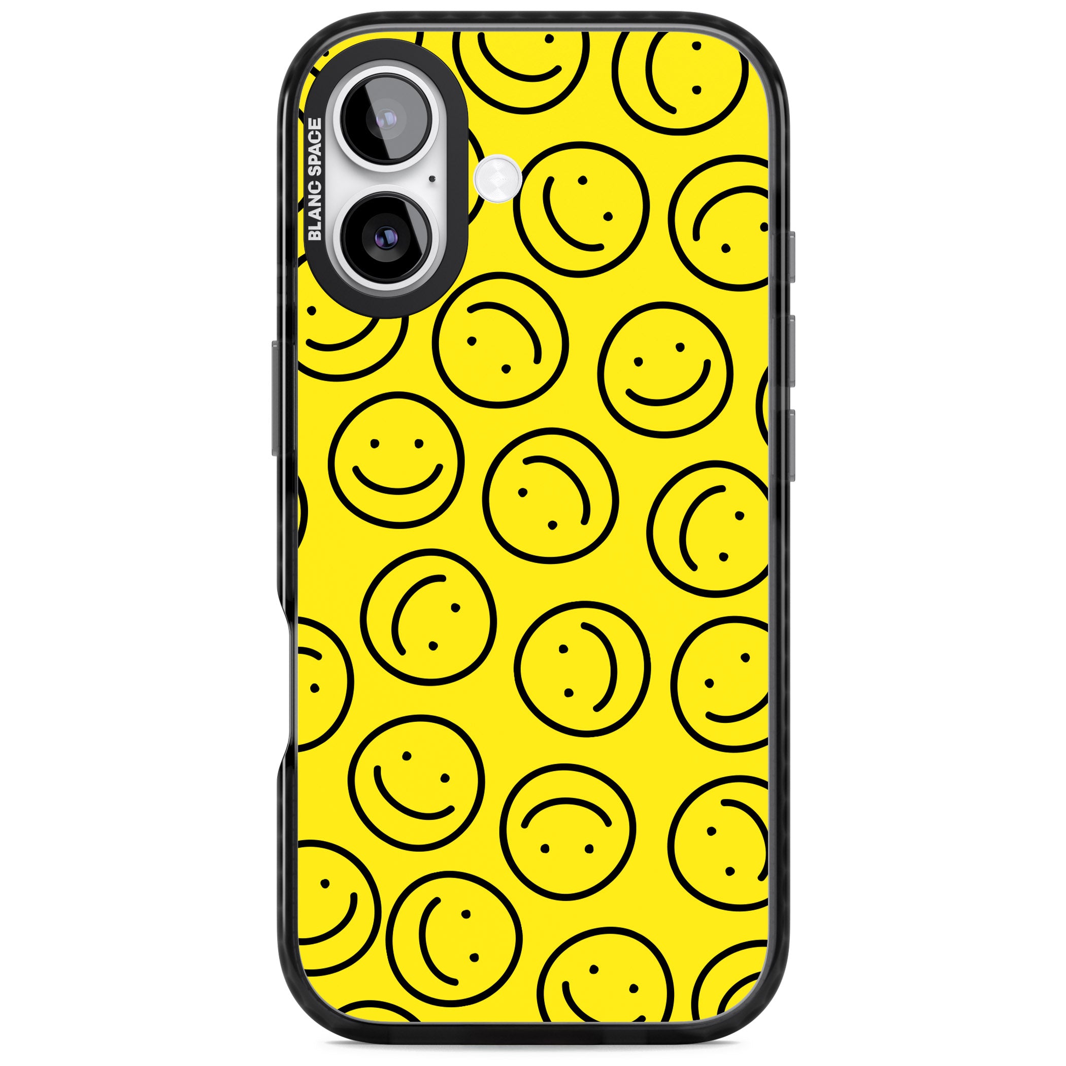 Happy Face Pattern iPhone 17 Impact Pro Black Phone Case