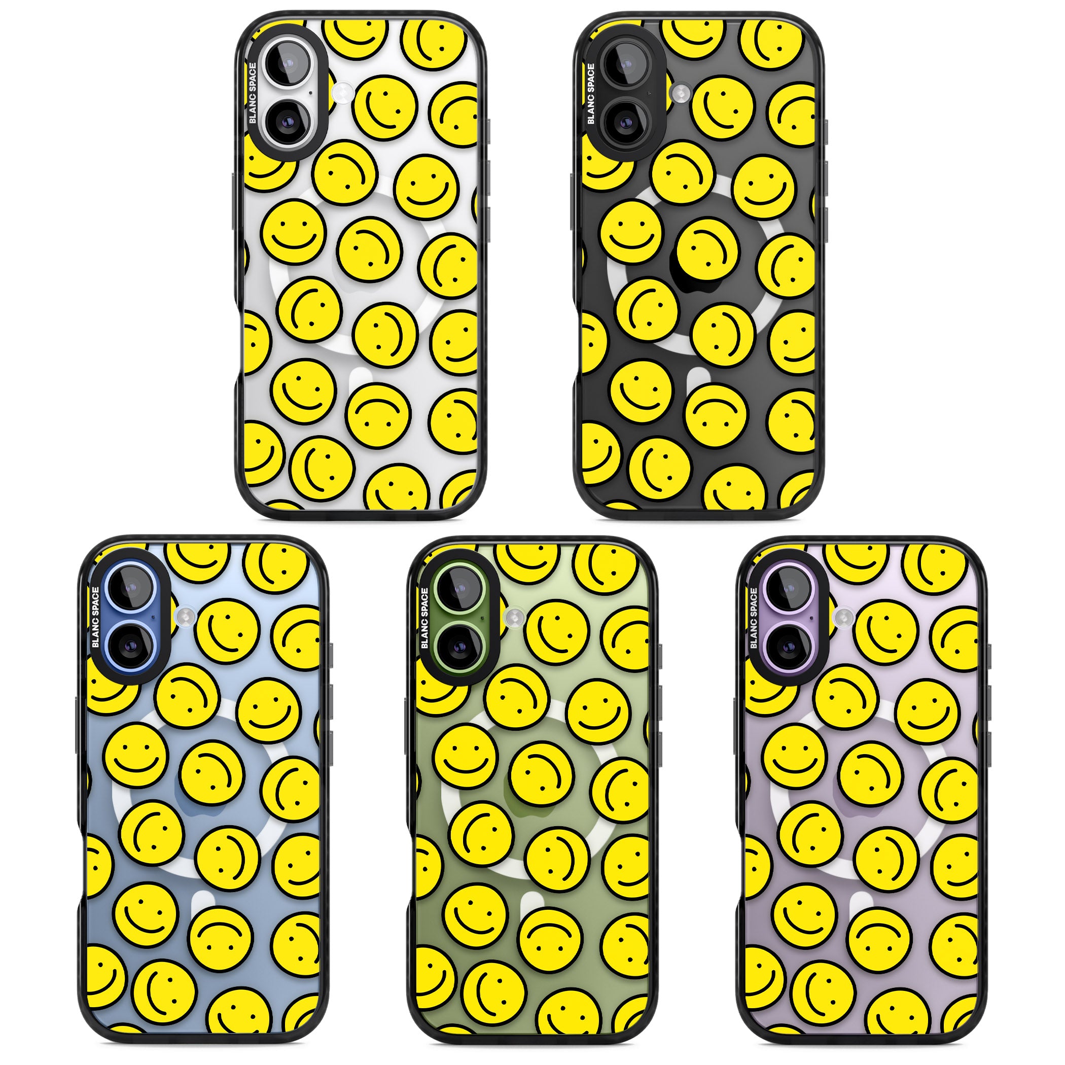 Smiley Face Pattern iPhone 17 Impact Pro Black Phone Case APT Impact Protection