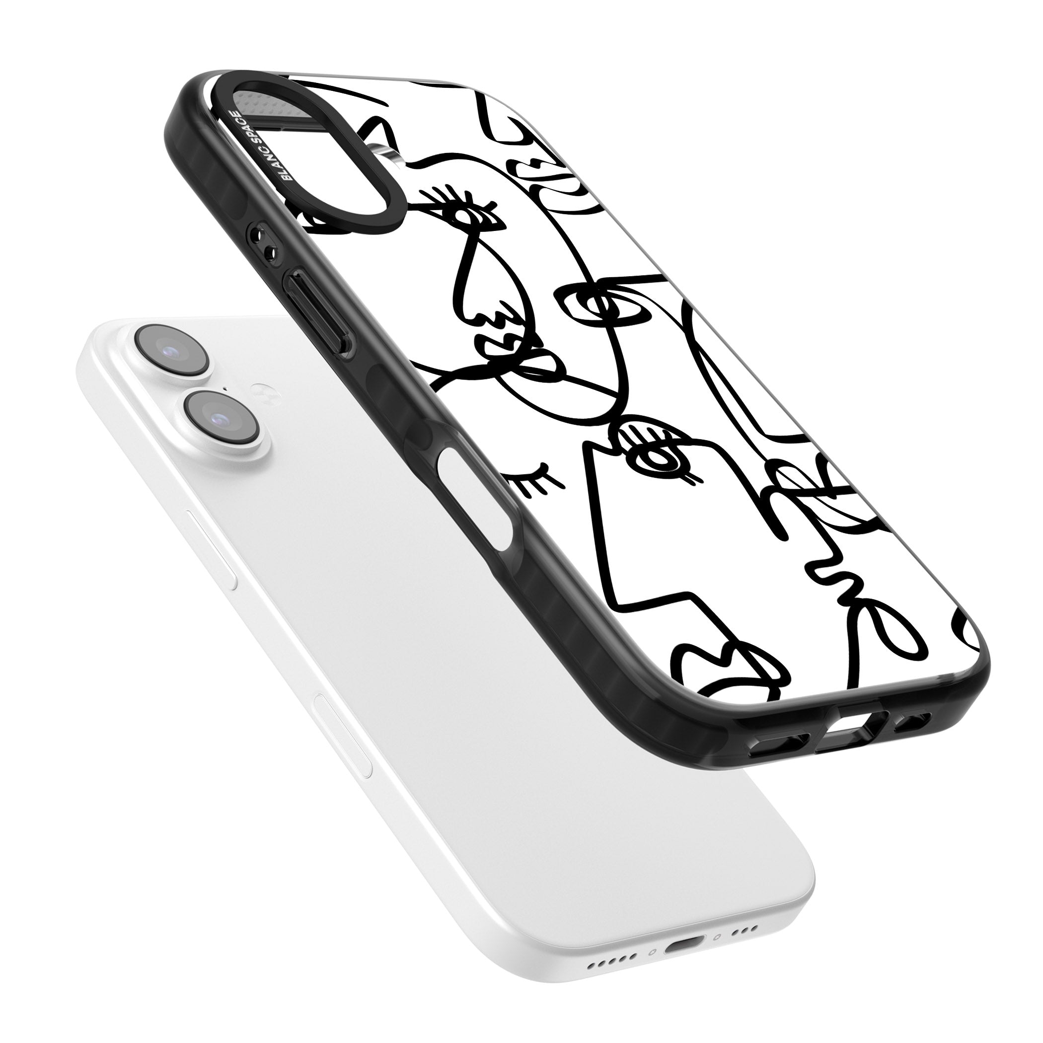 Abstract Line Art Black White iPhone 17 Impact Pro Black Phone Case Colours
