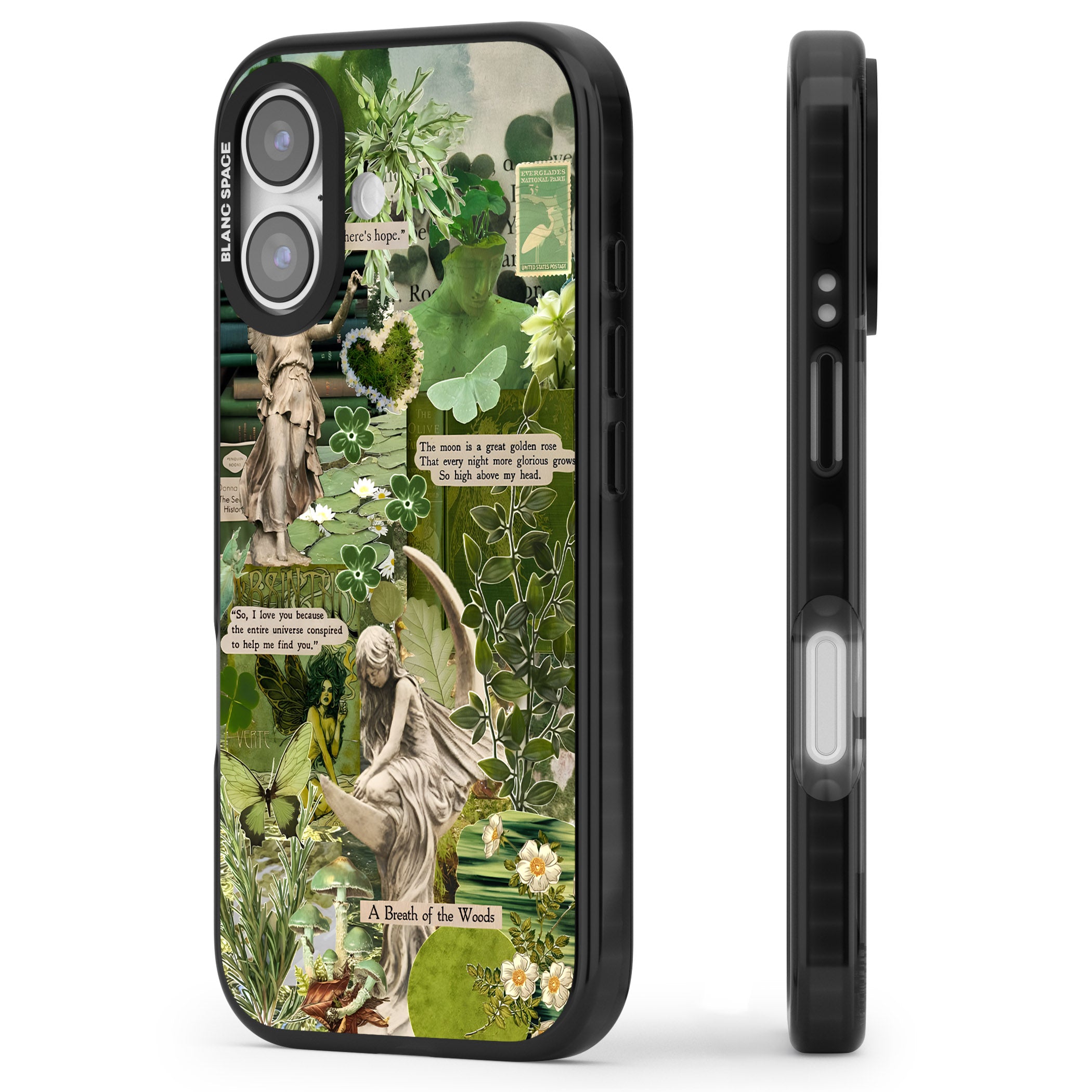 Enchanted Forest Green iPhone 17 Impact Pro Black Phone Case Side Profile