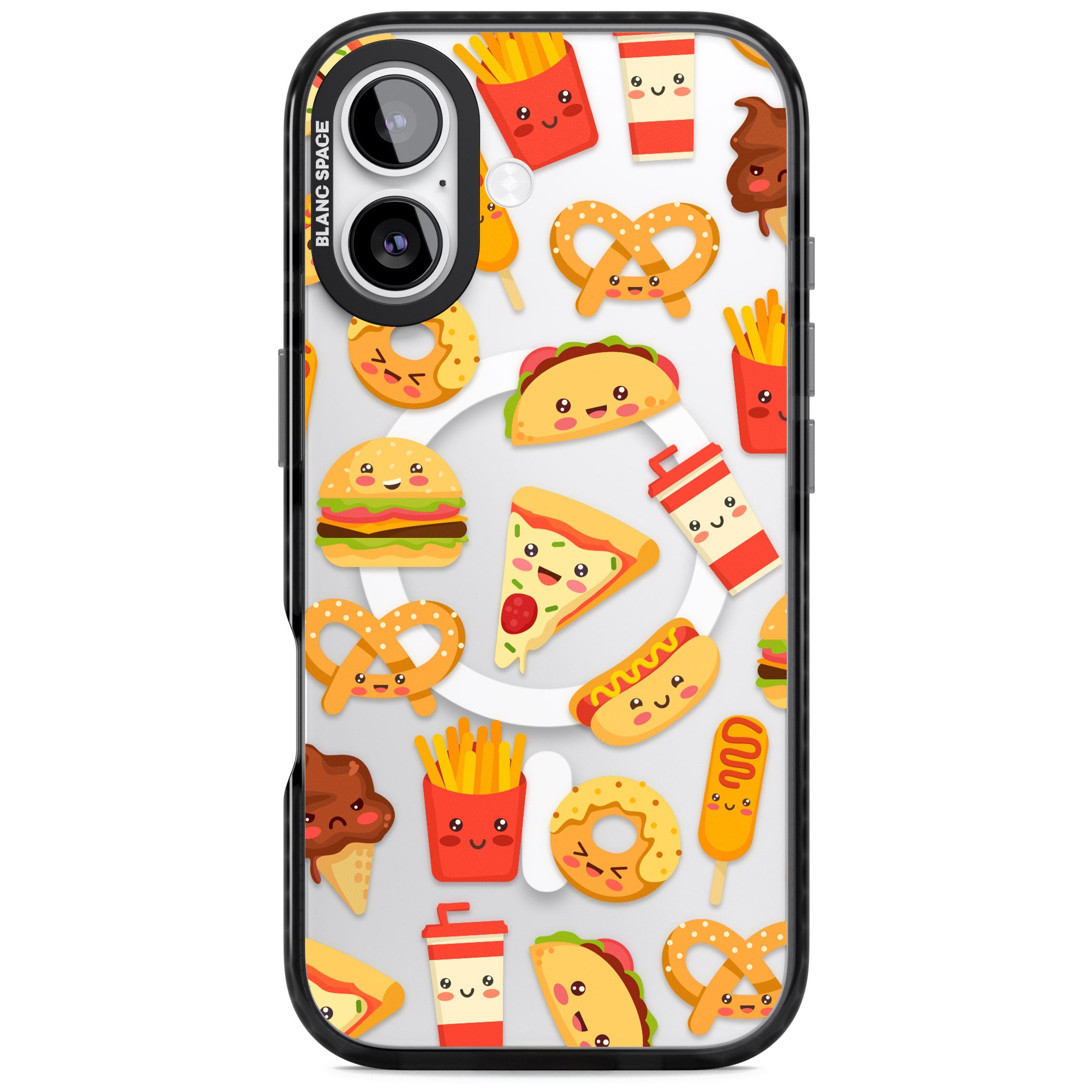 Fast Food Patterns Kawaii Fast Food Mix iPhone 17 Impact Pro Black Phone Case