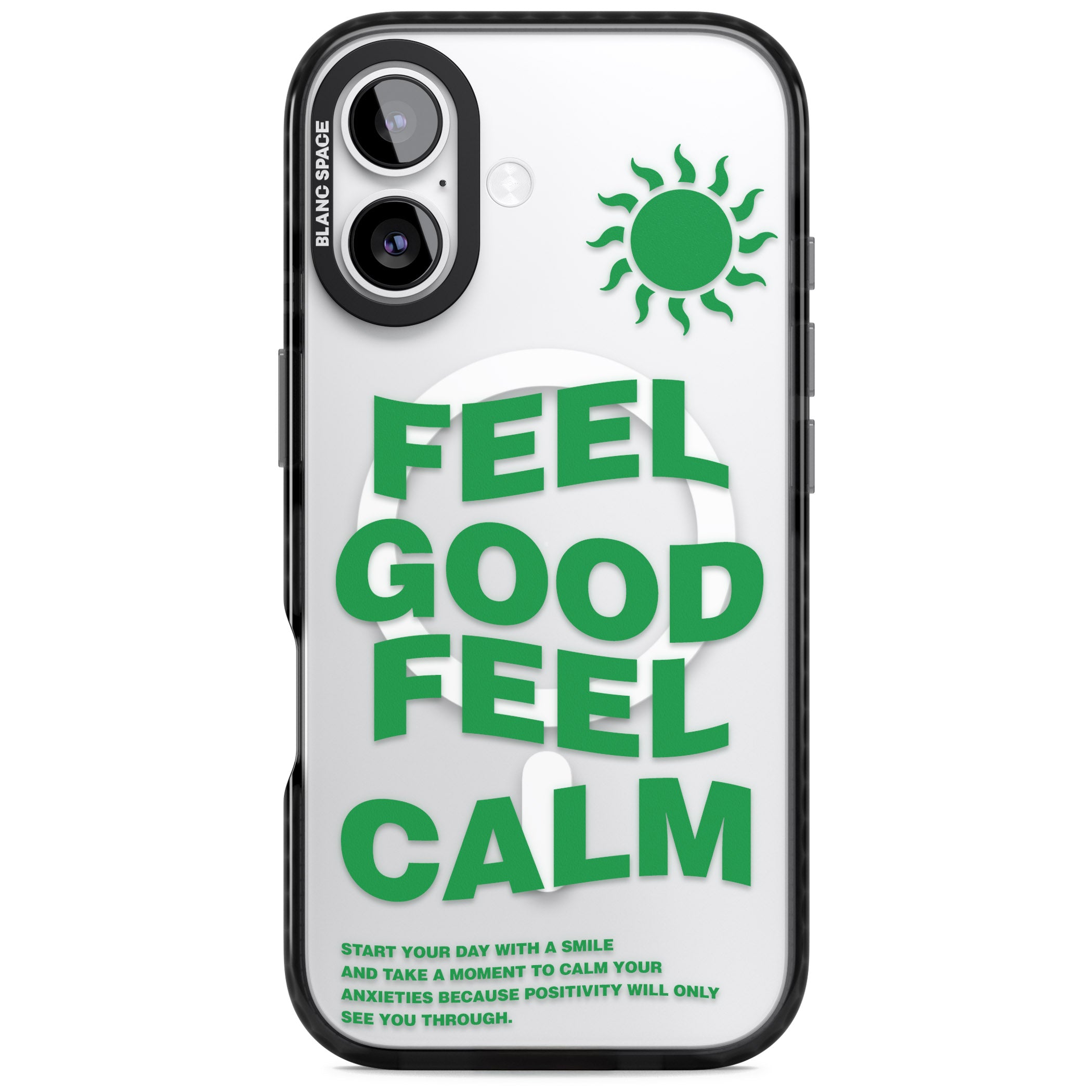 Feel Good Feel Calm (Green) iPhone 17 Impact Pro Black Phone Case