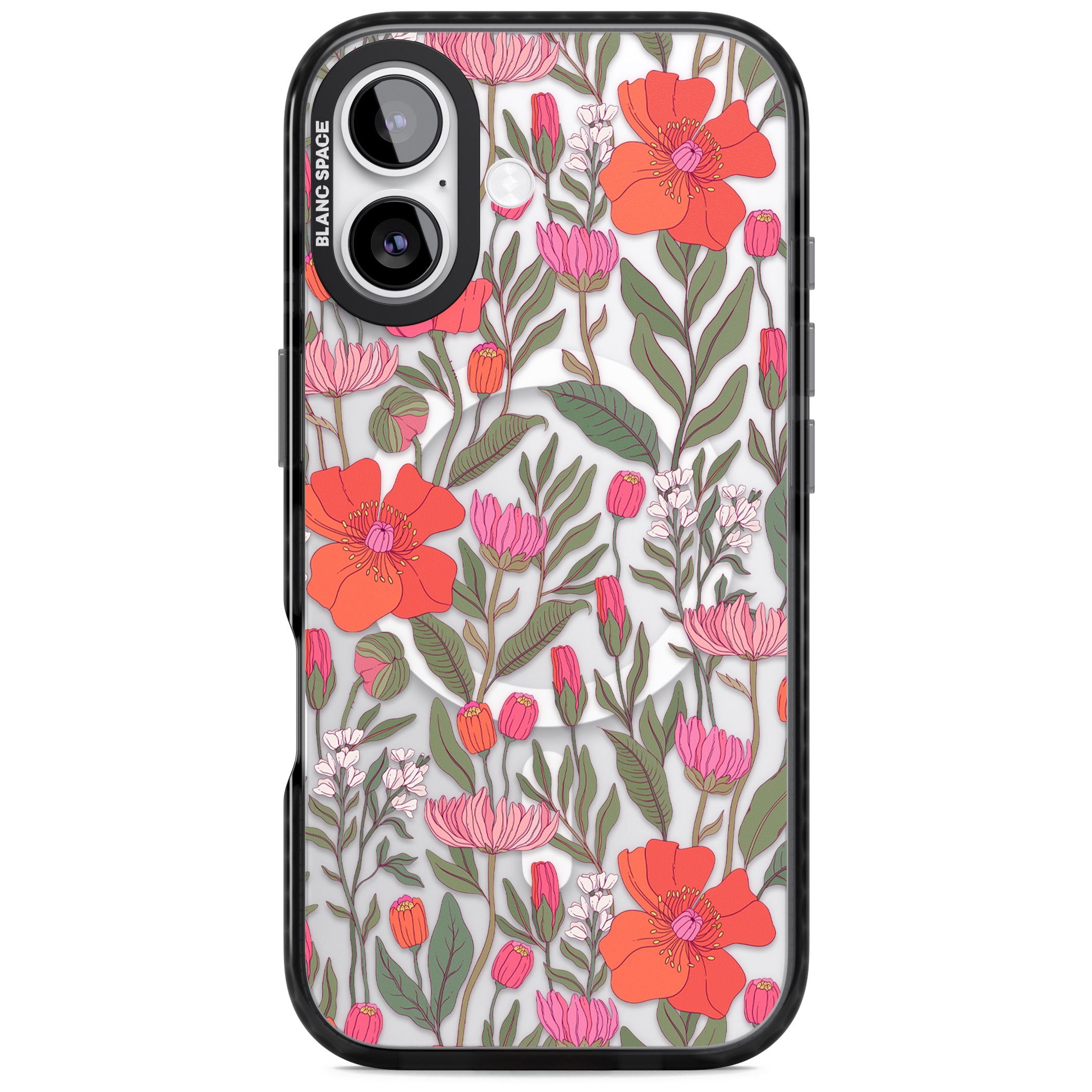 Peachy Floral iPhone 17 Impact Pro Black Phone Case