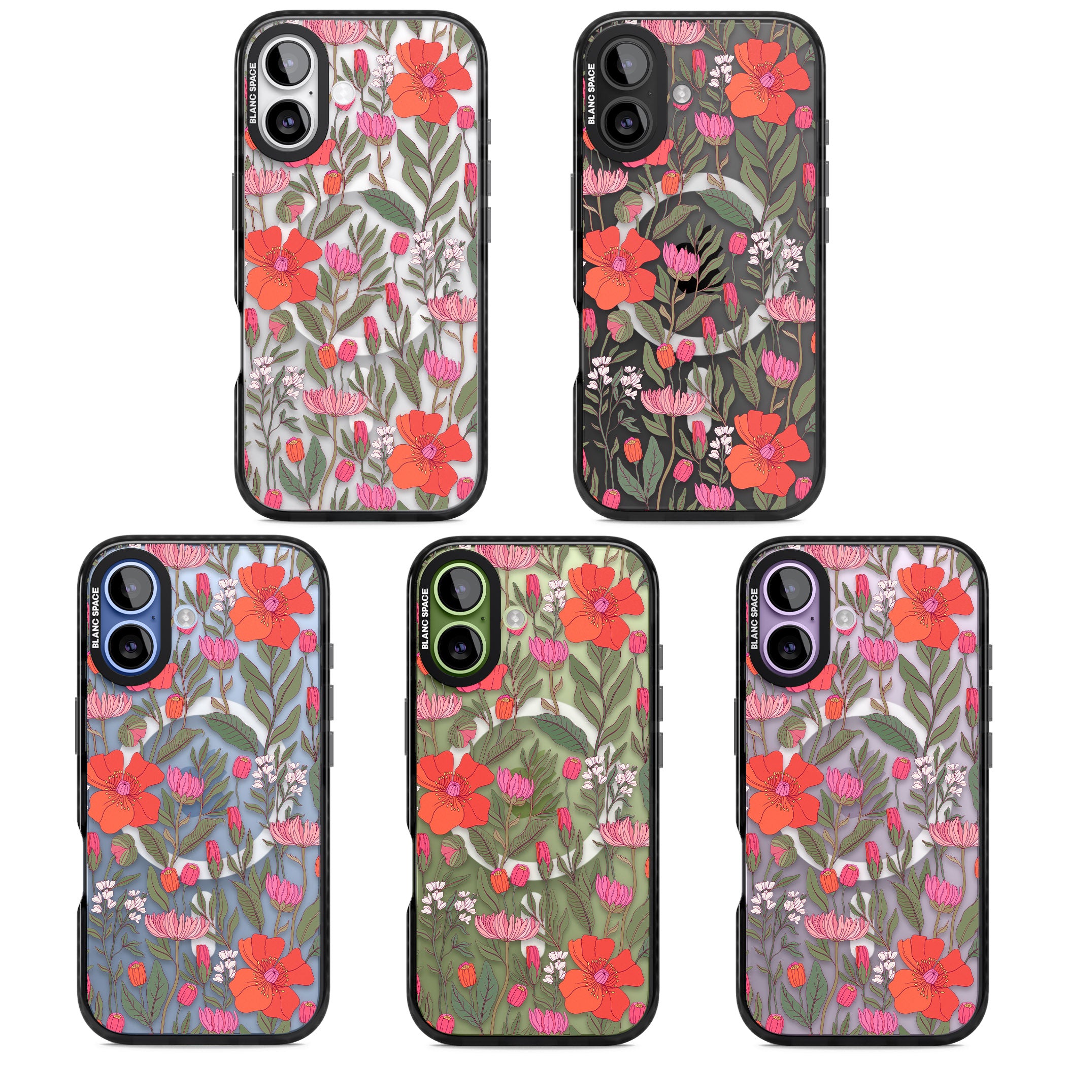 Peachy Floral iPhone 17 Impact Pro Black Phone Case APT Impact Protection
