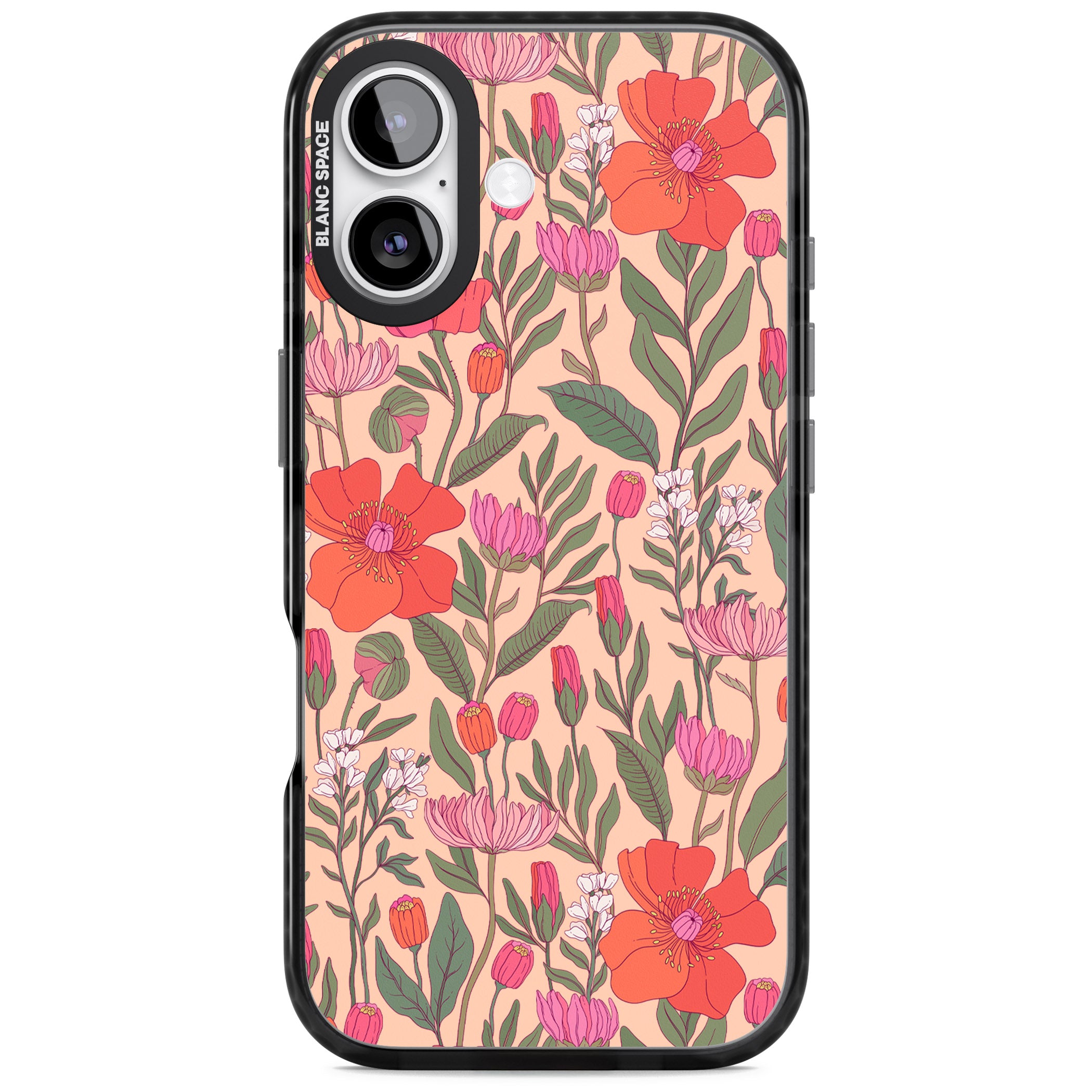 Peachy Floral Background iPhone 17 Impact Pro Black Phone Case