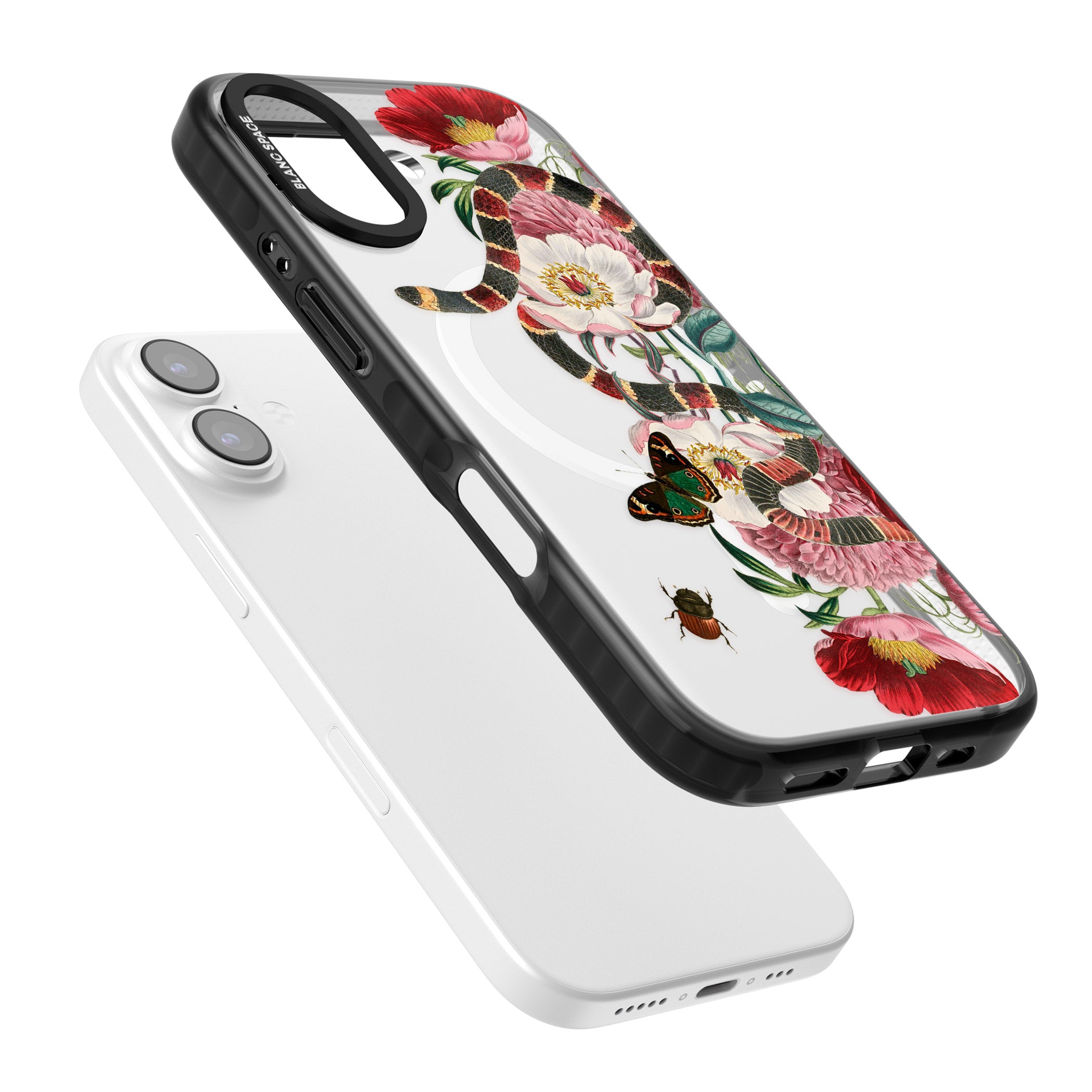 Floral Snake iPhone 17 Impact Pro Black Phone Case Colours