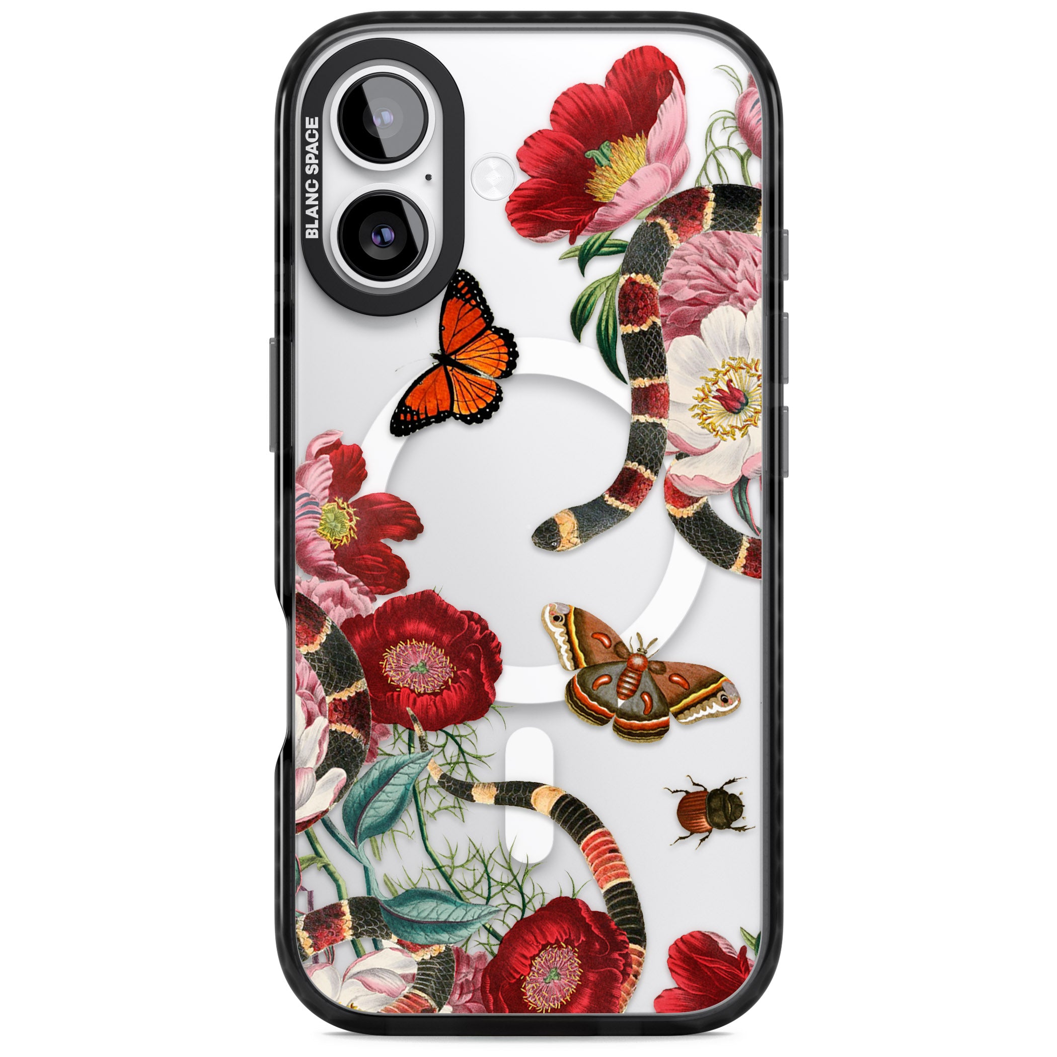 Botanical Snake iPhone 17 Impact Pro Black Phone Case