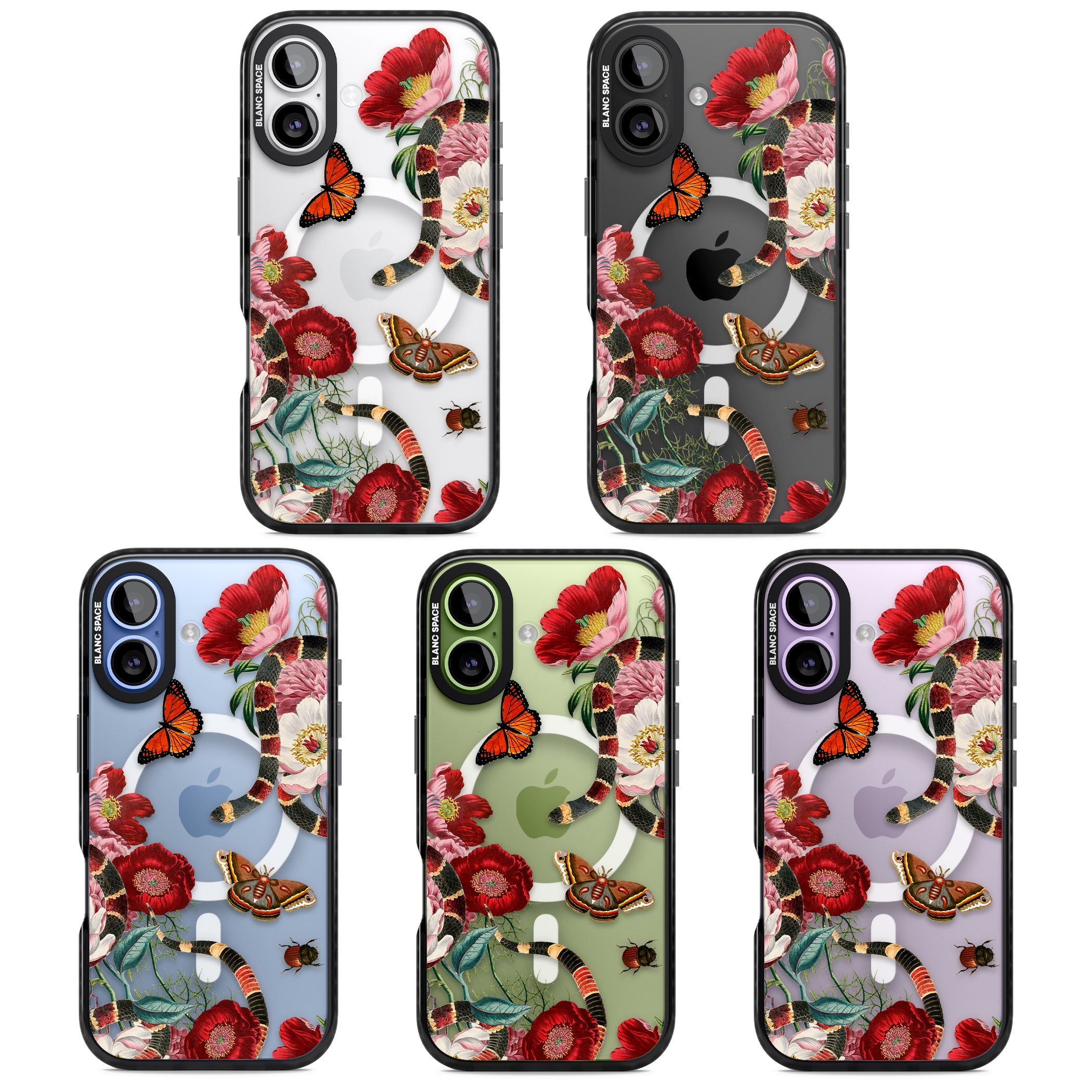 Botanical Snake iPhone 17 Impact Pro Black Phone Case APT Impact Protection