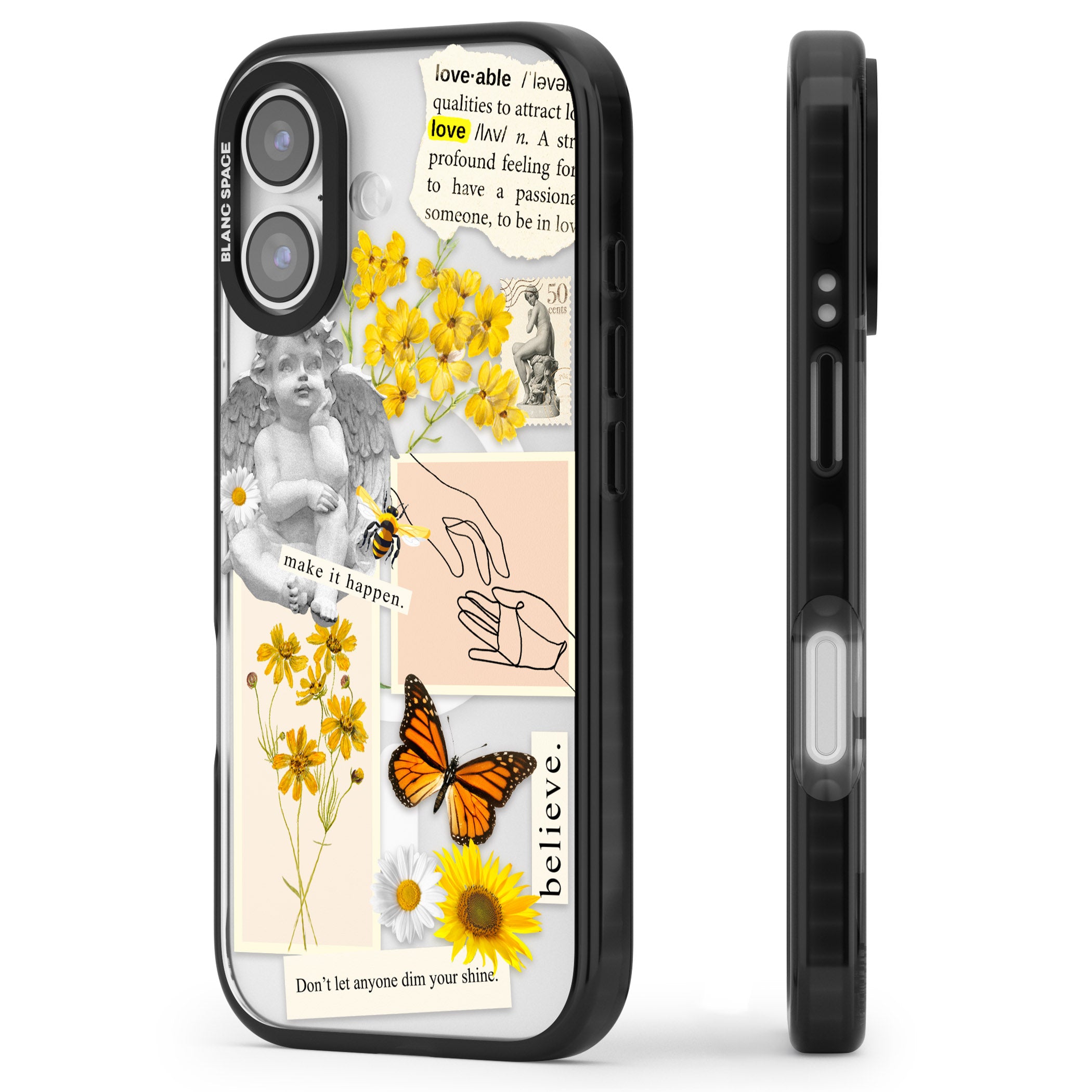 Vintage Wildflower Collage iPhone 17 Impact Pro Black Phone Case Side Profile