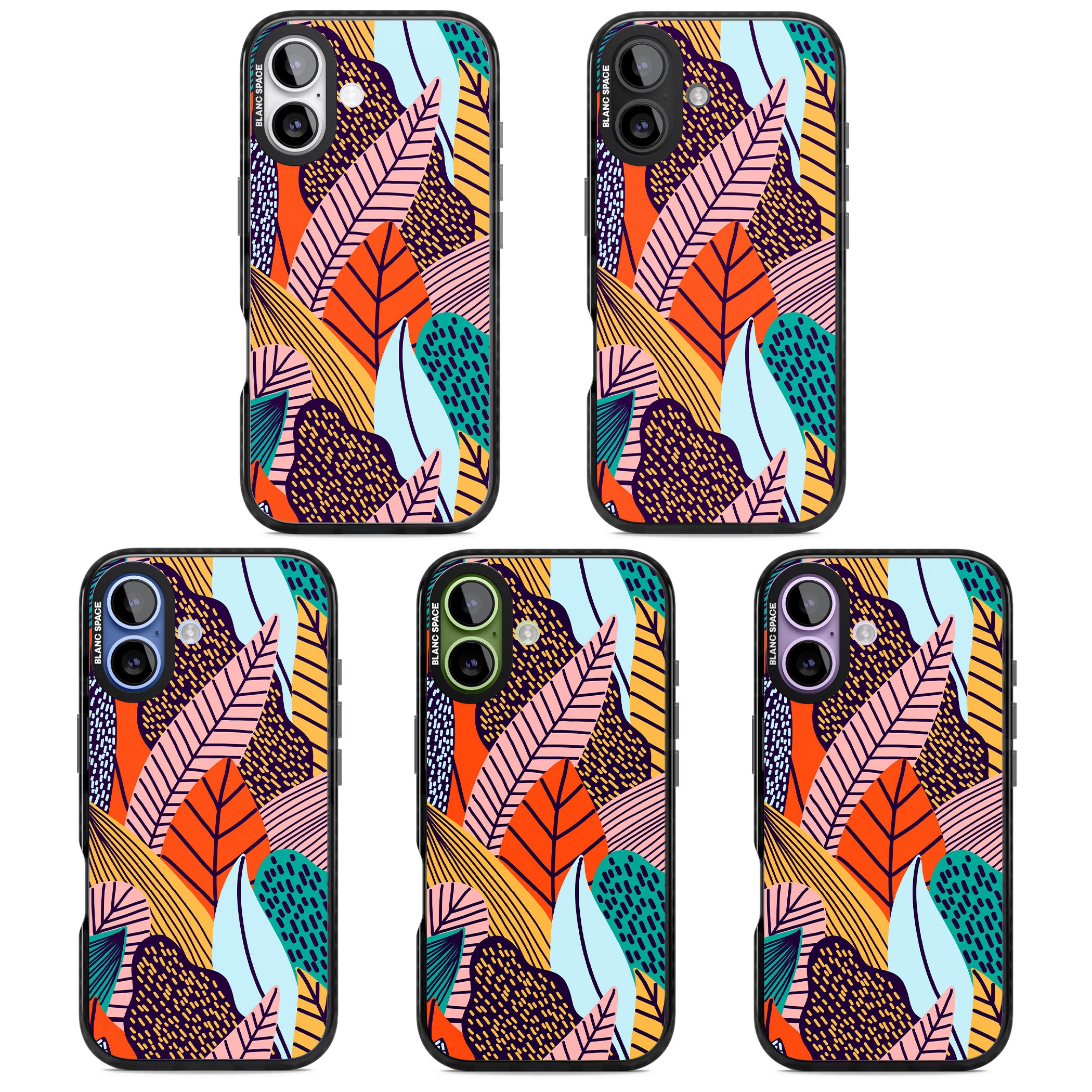 Abstract Leaves iPhone 17 Impact Pro Black Phone Case APT Impact Protection