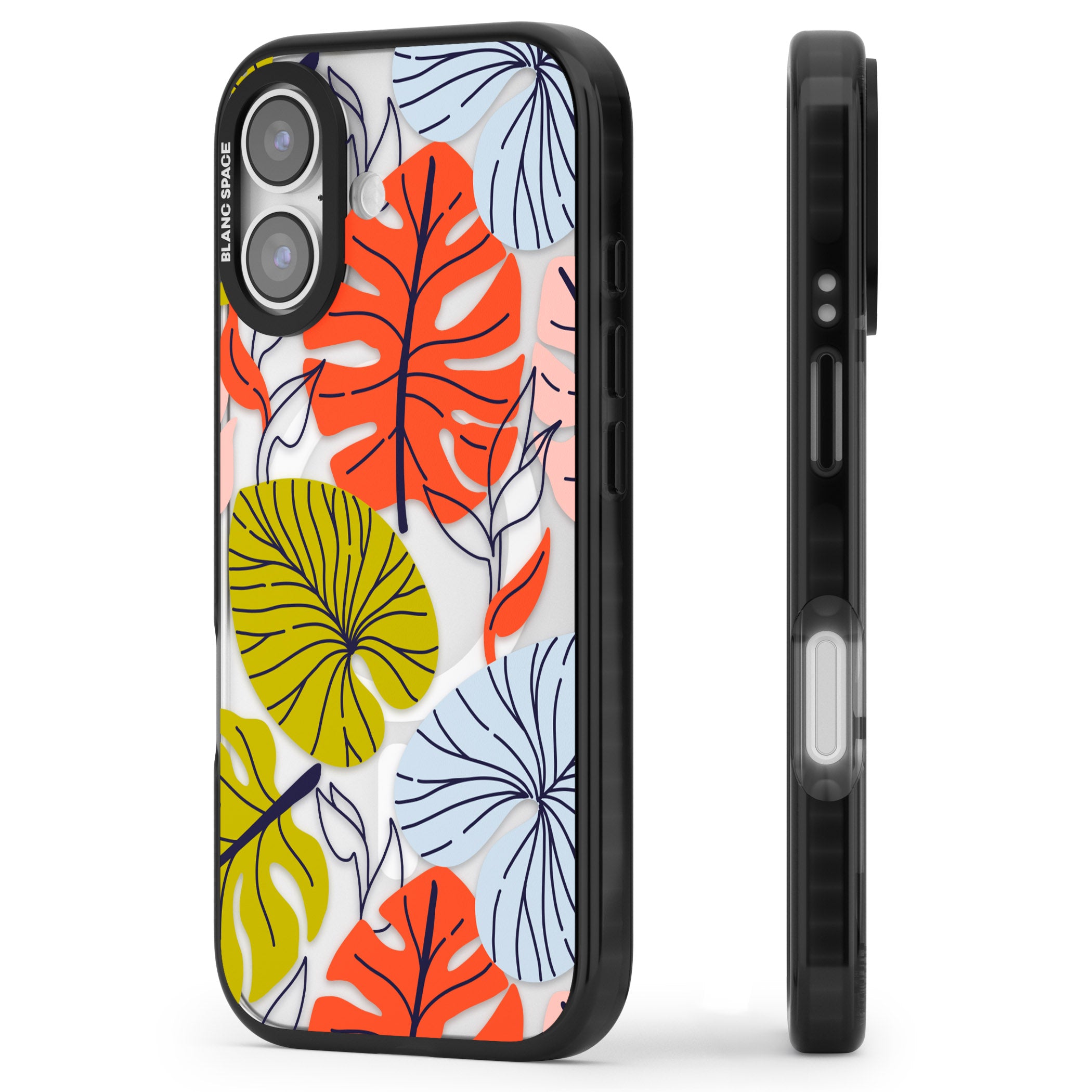 Retro Leaves iPhone 17 Impact Pro Black Phone Case Side Profile
