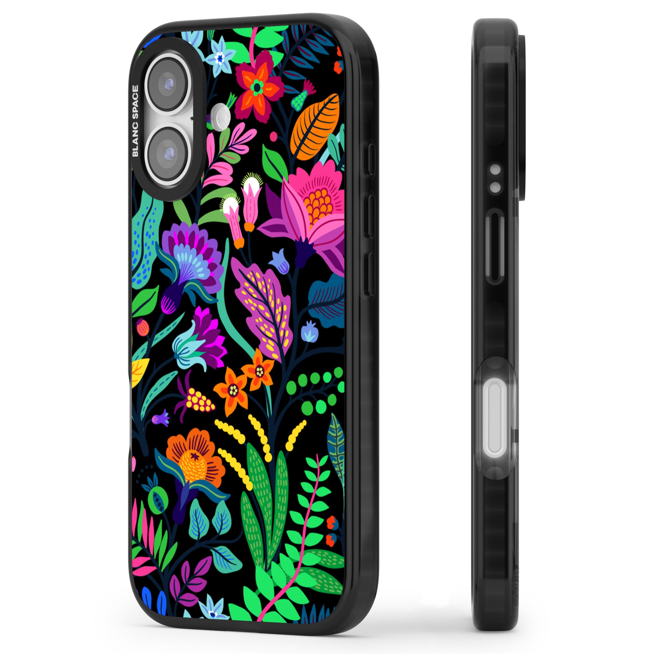 Floral Vibe (Black) iPhone 17 Impact Pro Black Phone Case Side Profile