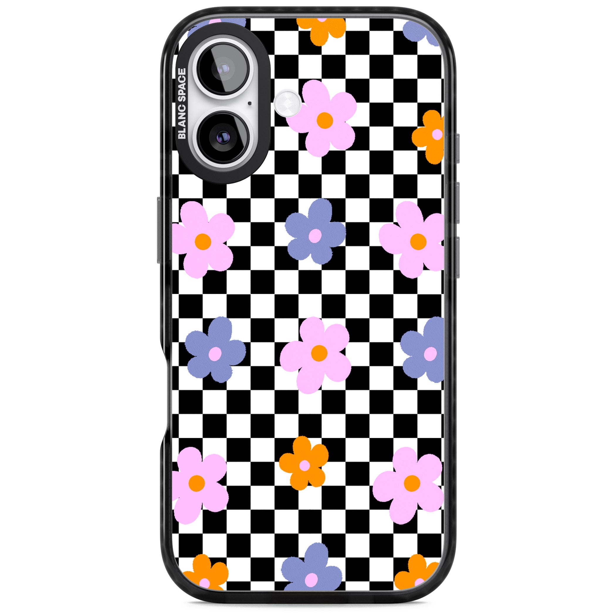 Checkered Blossom iPhone 17 Impact Pro Black Phone Case