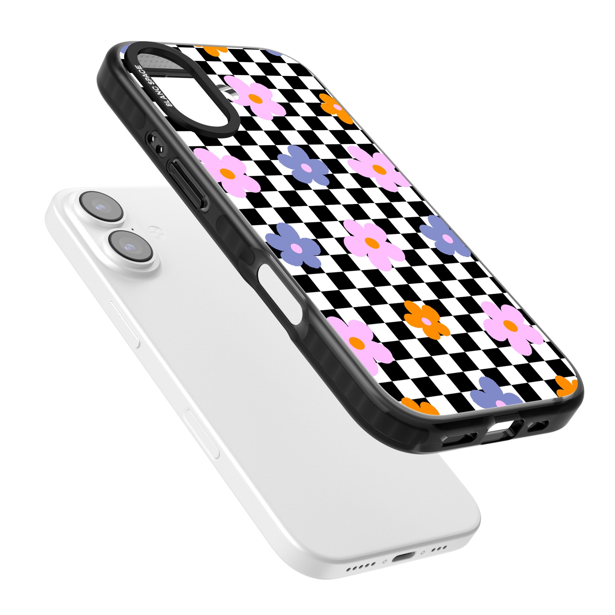 Checkered Blossom iPhone 17 Impact Pro Black Phone Case Colours