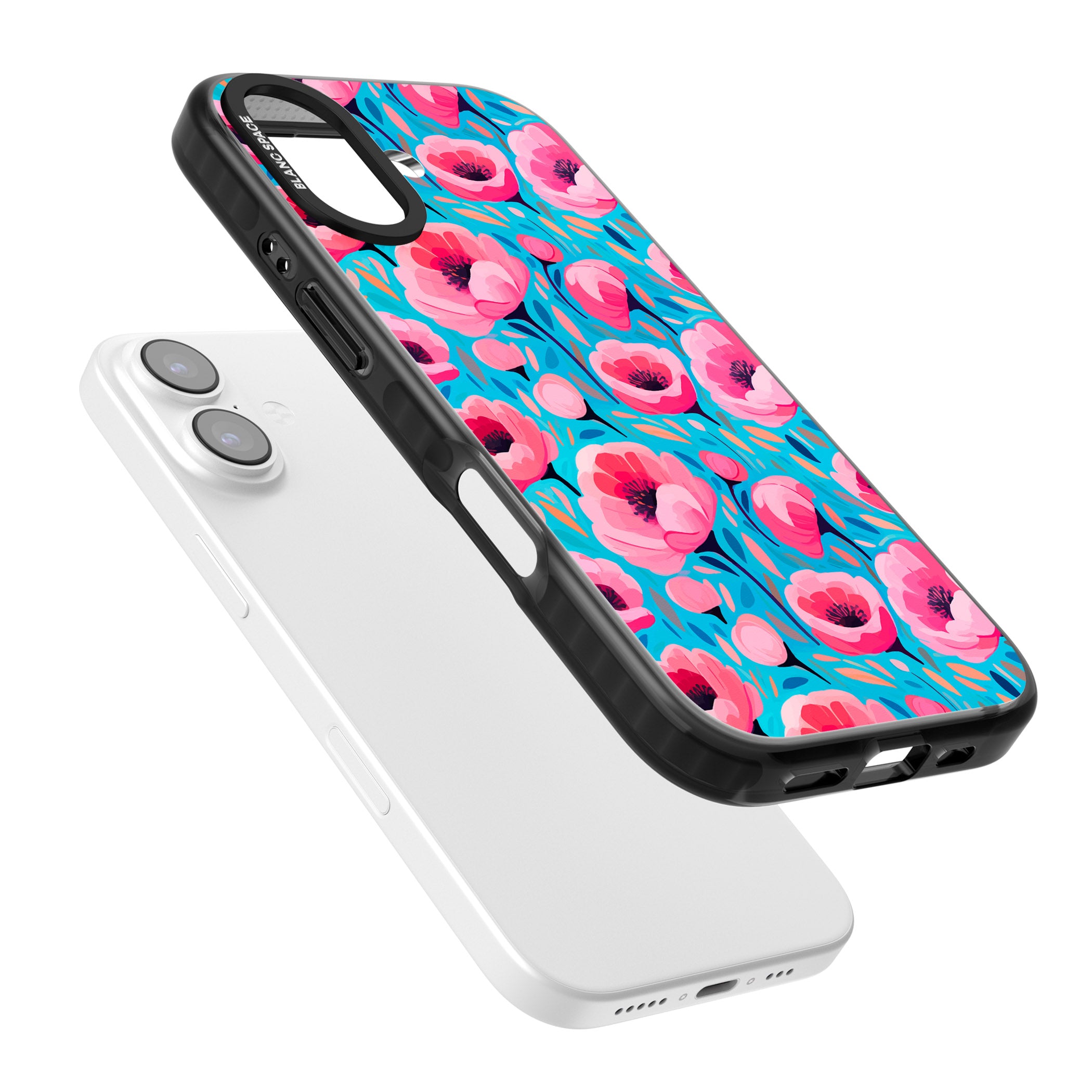 Tropical Pink Poppies iPhone 17 Impact Pro Black Phone Case Colours