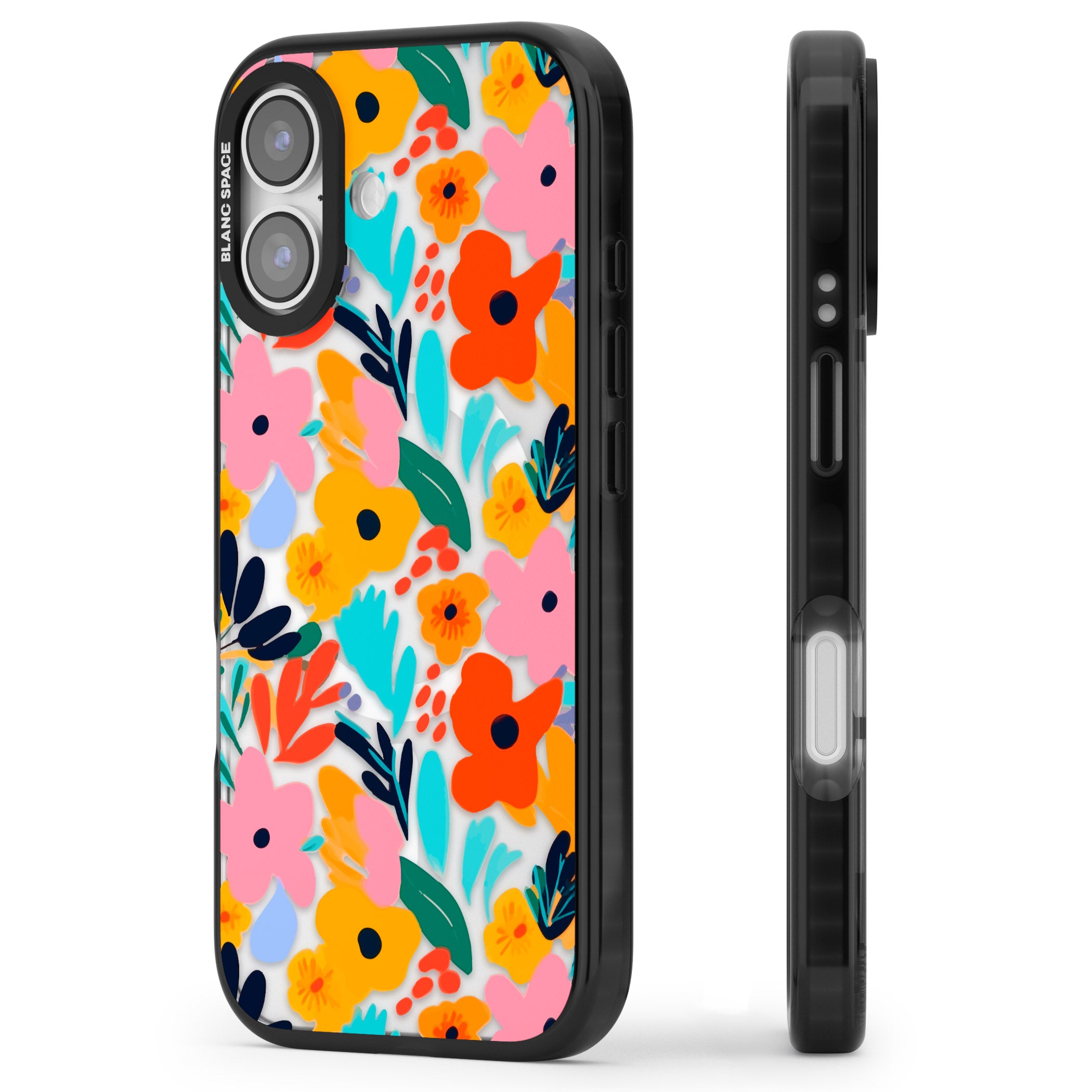 Floral Fiesta iPhone 17 Impact Pro Black Phone Case Side Profile