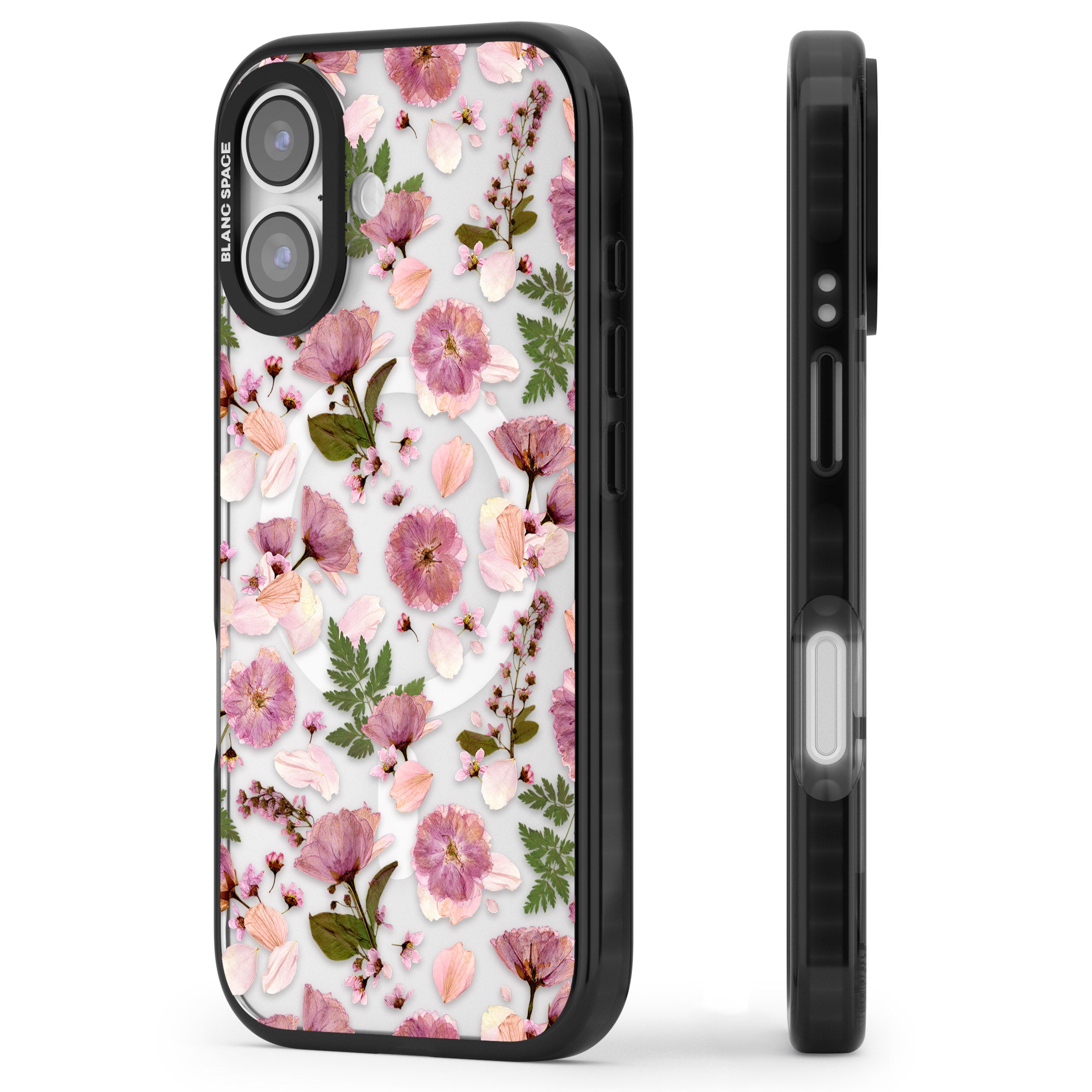 Floral Fantasy Menagerie iPhone 17 Impact Pro Black Phone Case Side Profile