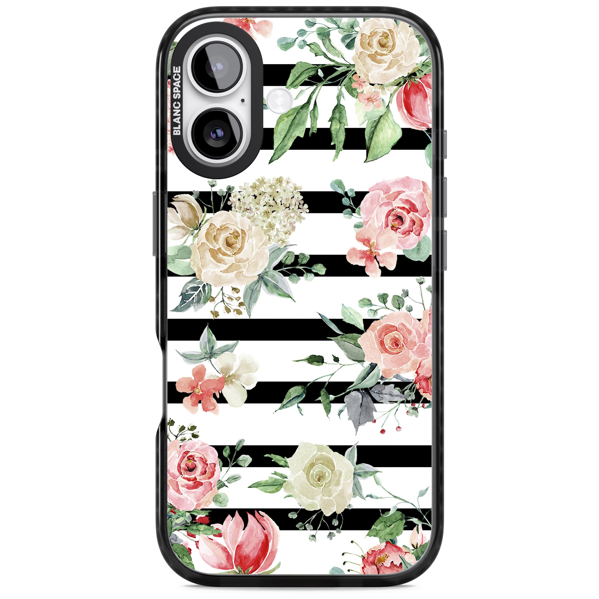 Floral Stripes iPhone 17 Impact Pro Black Phone Case