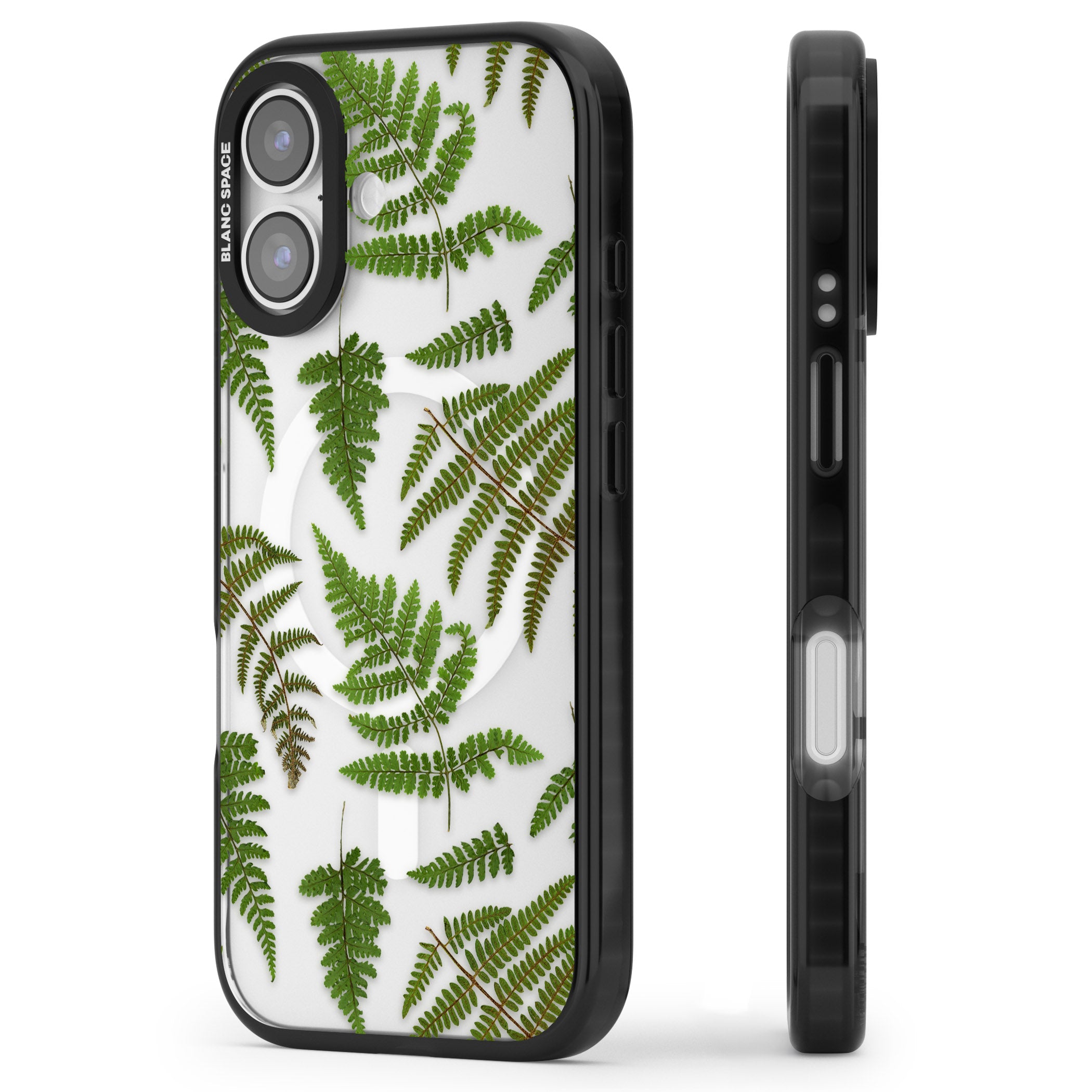 Leafy Ferns iPhone 17 Impact Pro Black Phone Case Side Profile